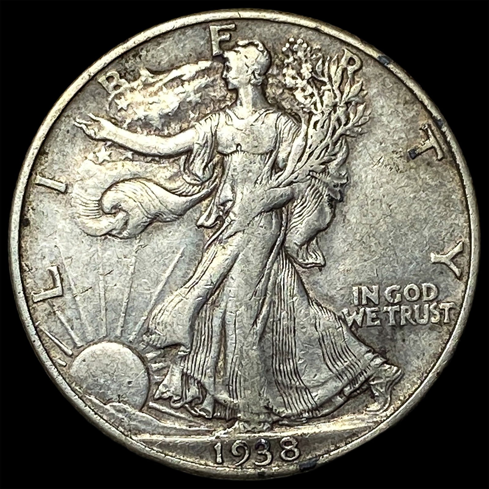 1938-D Silver Walking Liberty Half Dollar NEARLY UNCIRCULATED: 1938-D Silver Walking Liberty Half Dollar NEARLY UNCIRCULATED