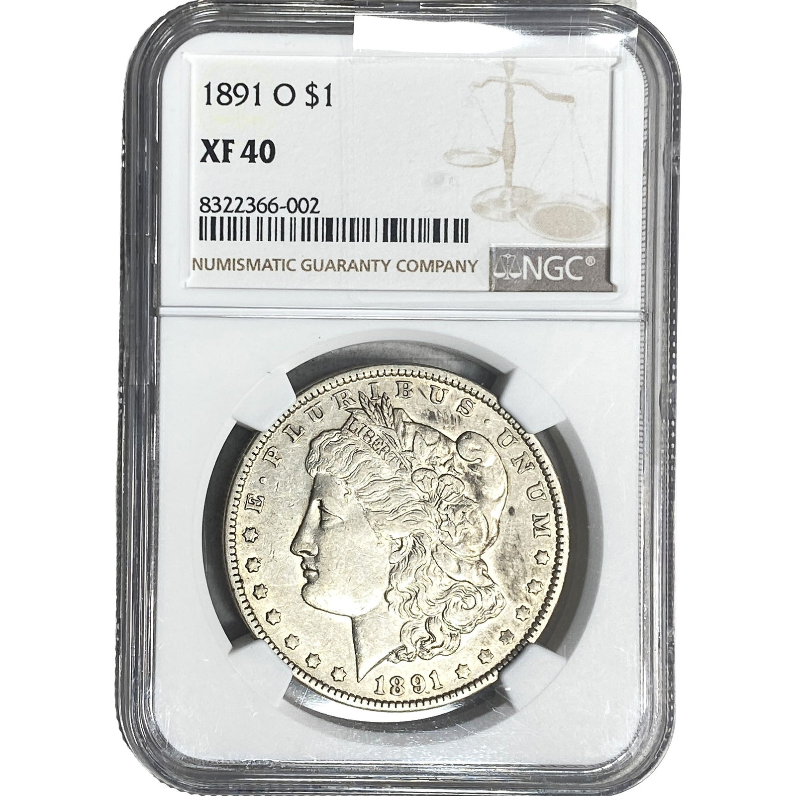 1891-O Morgan Silver Dollar NGC XF40: 1891-O Morgan Silver Dollar NGC XF40