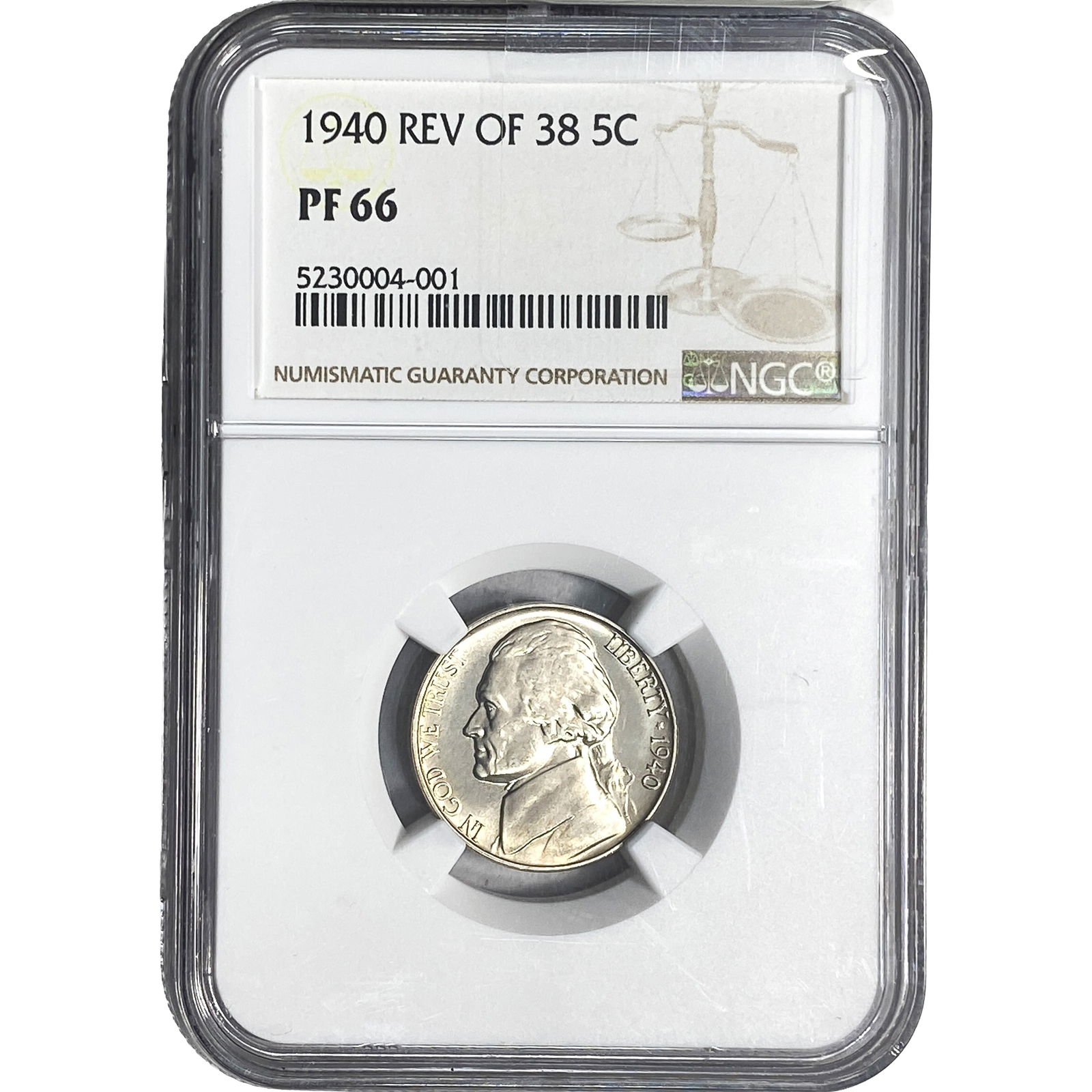 1940 Rev. 38 Jefferson Nickel NGC PF66: 1940 Rev. 38 Jefferson Nickel NGC PF66