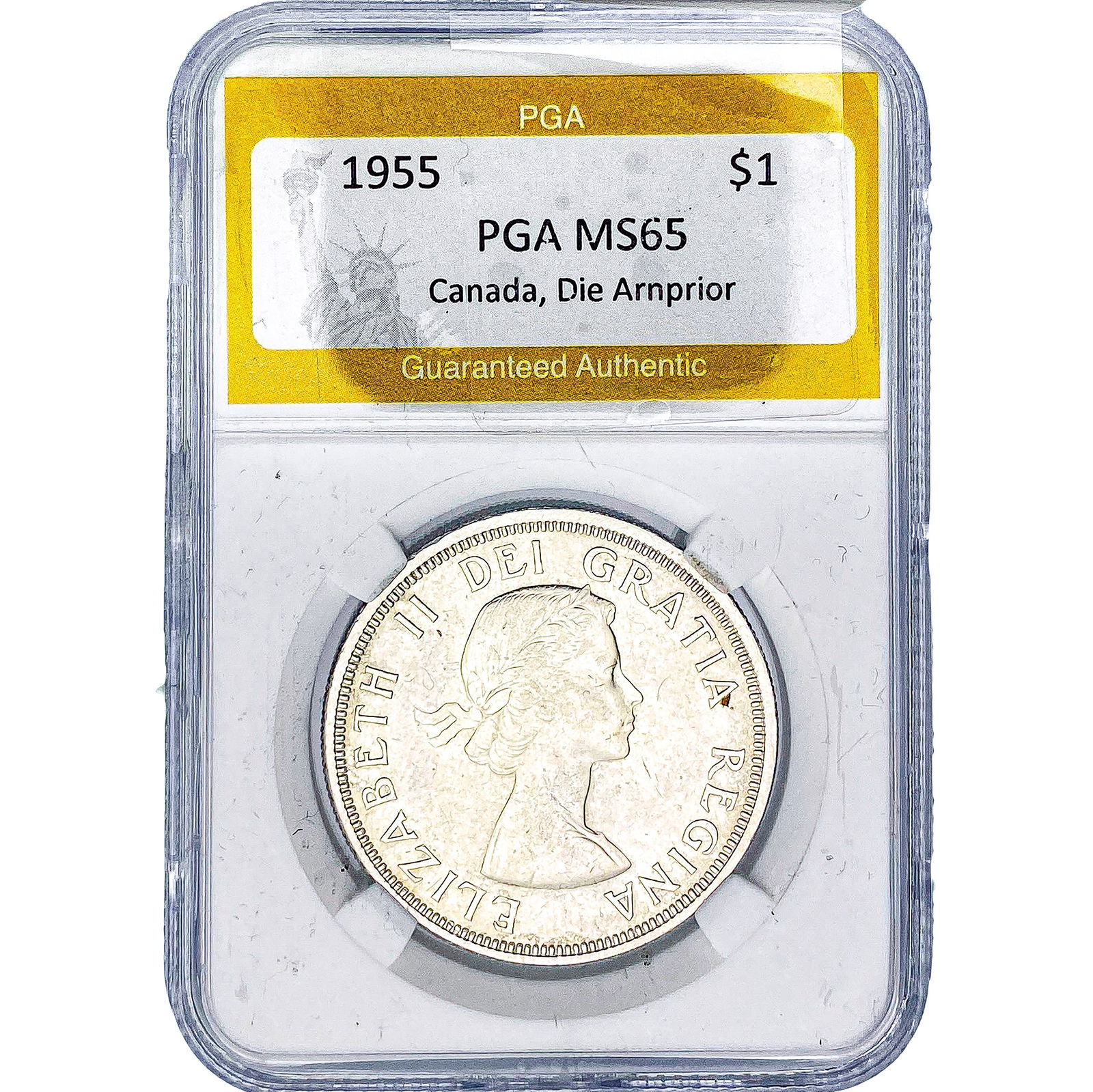 1955 Canada Silver Dollar PGA MS65 Die Arnprior: 1955 Canada Silver Dollar PGA MS65 Die Arnprior