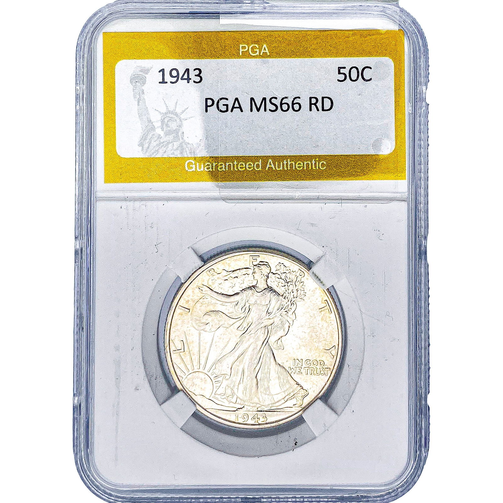 1943 Walking Liberty Half Dollar PGA MS66 RD: 1943 Walking Liberty Half Dollar PGA MS66 RD