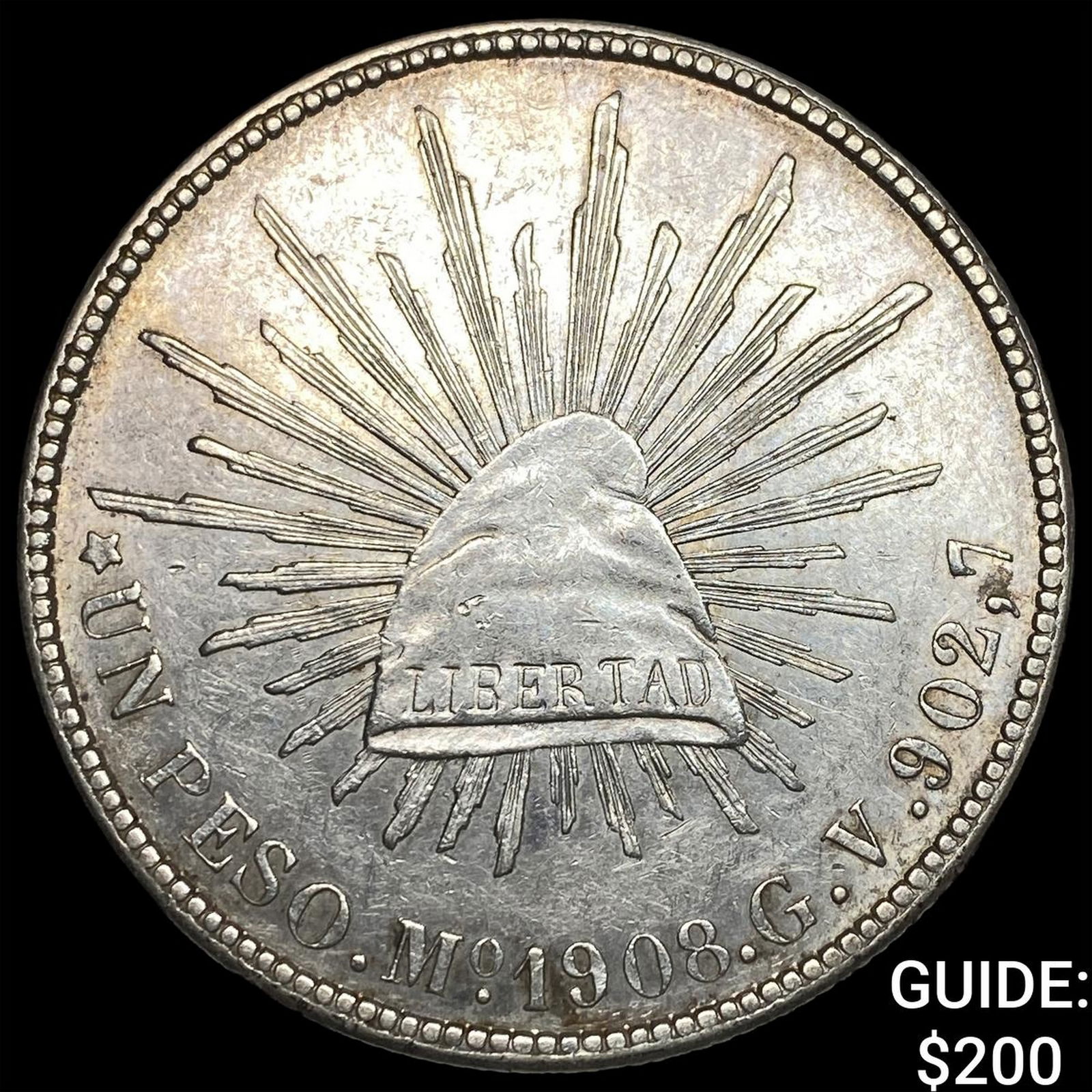 1908 Mexico Silver 1 Peso CLOSELY UNCIRCULATED (1 of 2)