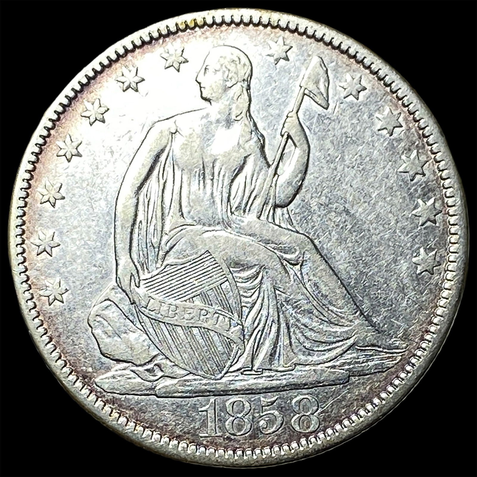 1858 Seated Liberty Half Dollar CLOSELY UNCIRCULATED: 1858 Seated Liberty Half Dollar CLOSELY UNCIRCULATED