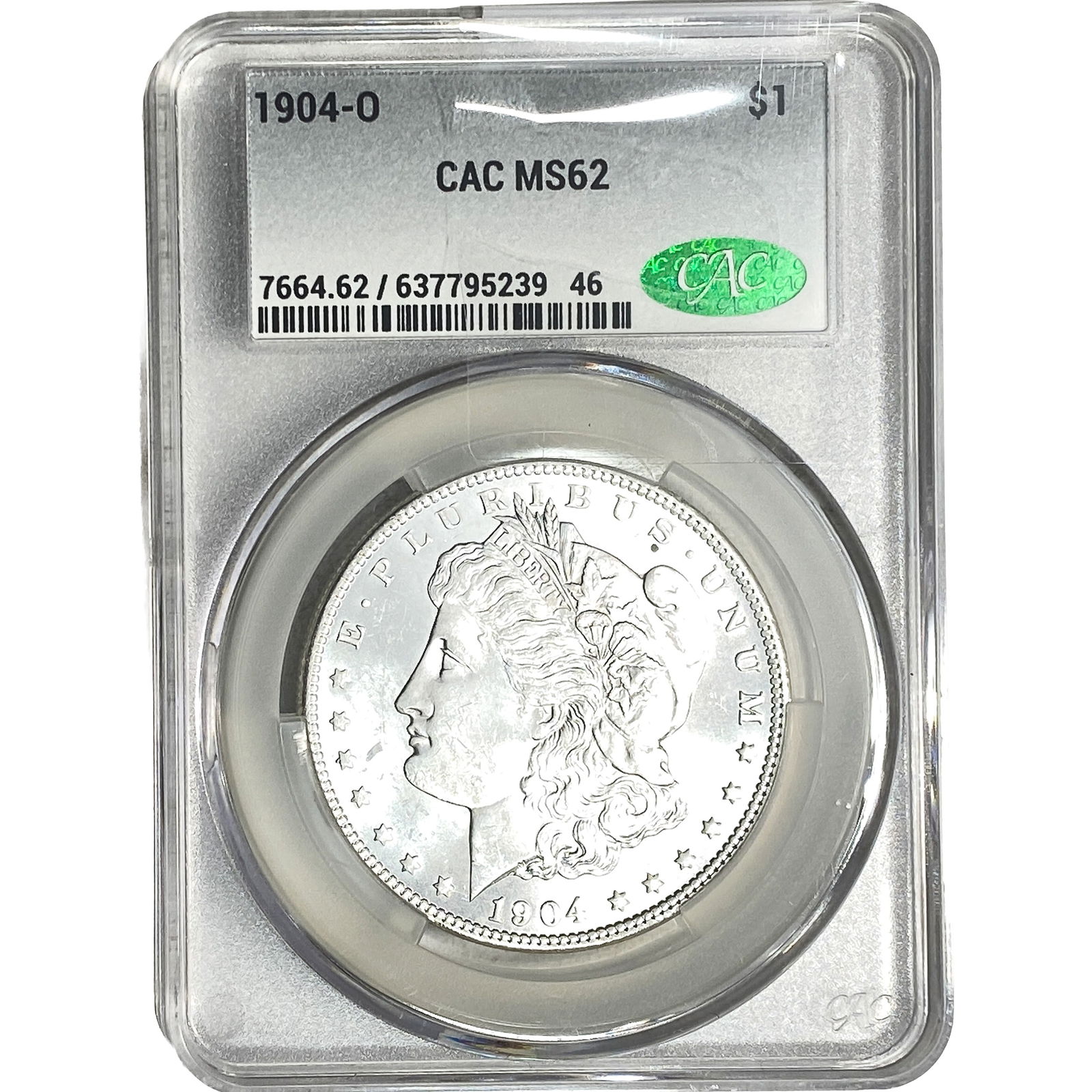 1904-O Morgan Silver Dollar CAC MS62: 1904-O Morgan Silver Dollar CAC MS62