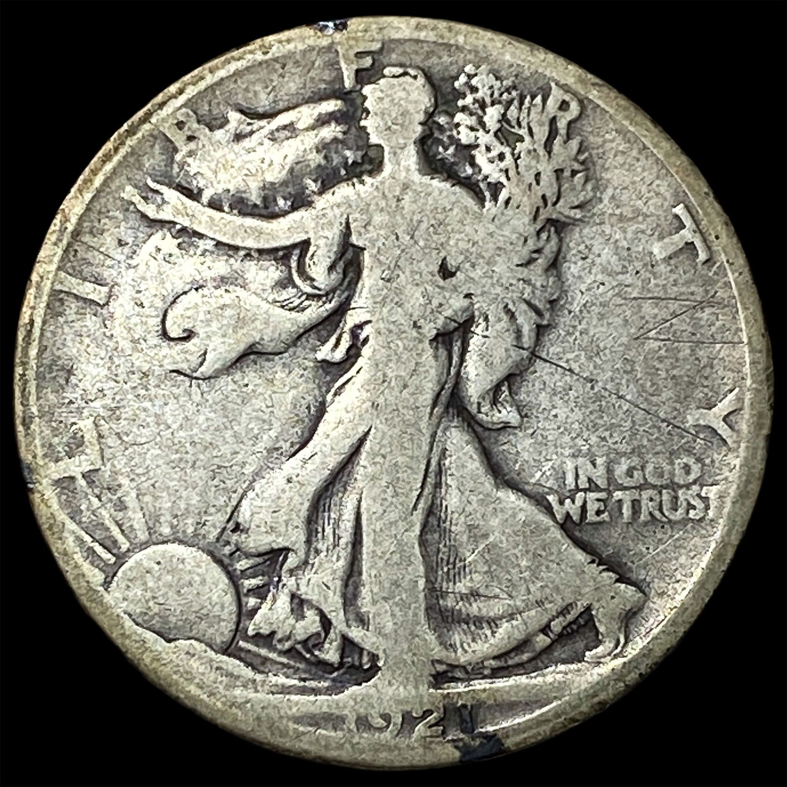 1921-D Silver Walking Liberty Half Dollar NICELY CIRCULATED: 1921-D Silver Walking Liberty Half Dollar NICELY CIRCULATED