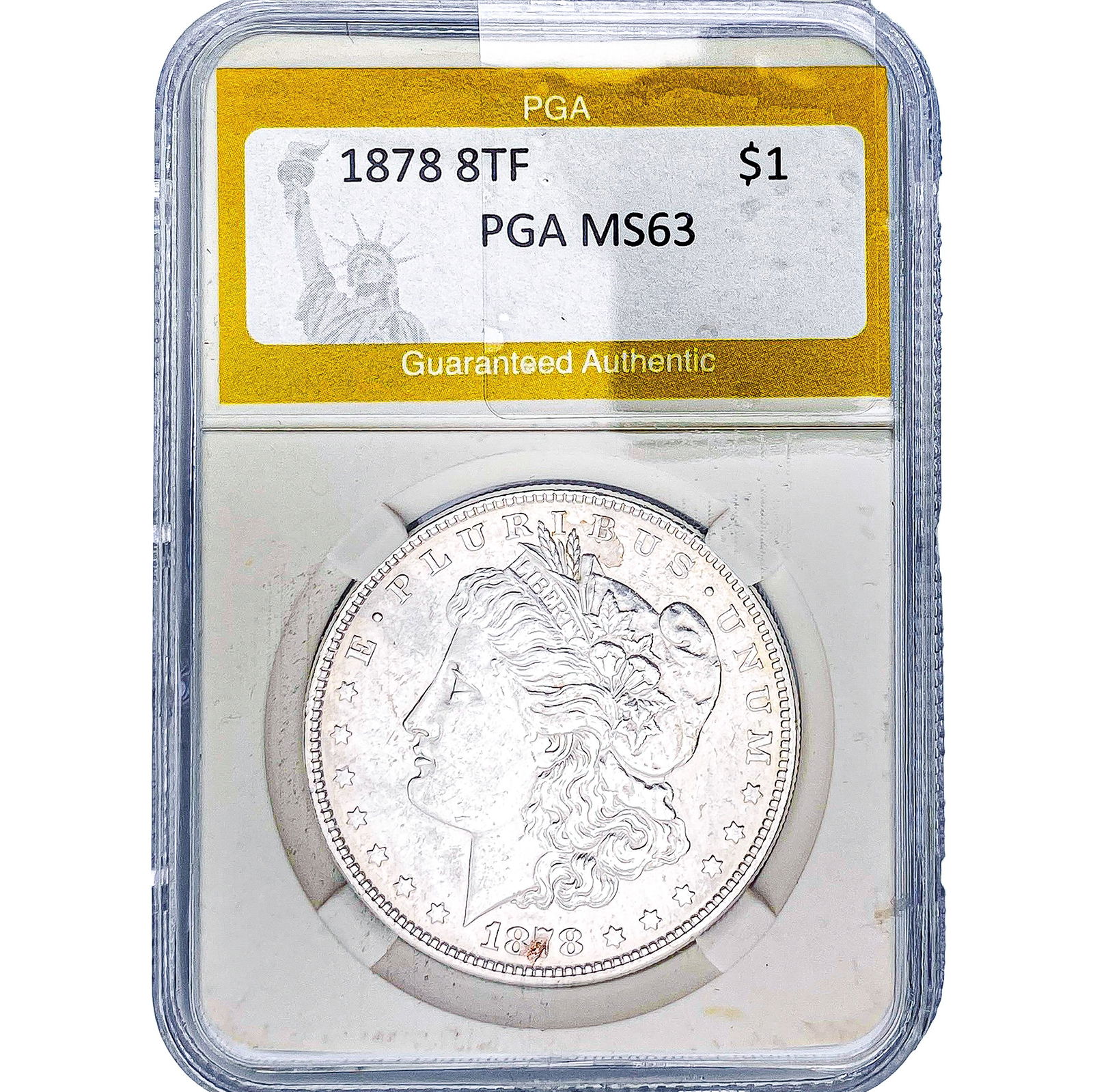 1878 8TF Morgan Silver Dollar PGA MS63: 1878 8TF Morgan Silver Dollar PGA MS63
