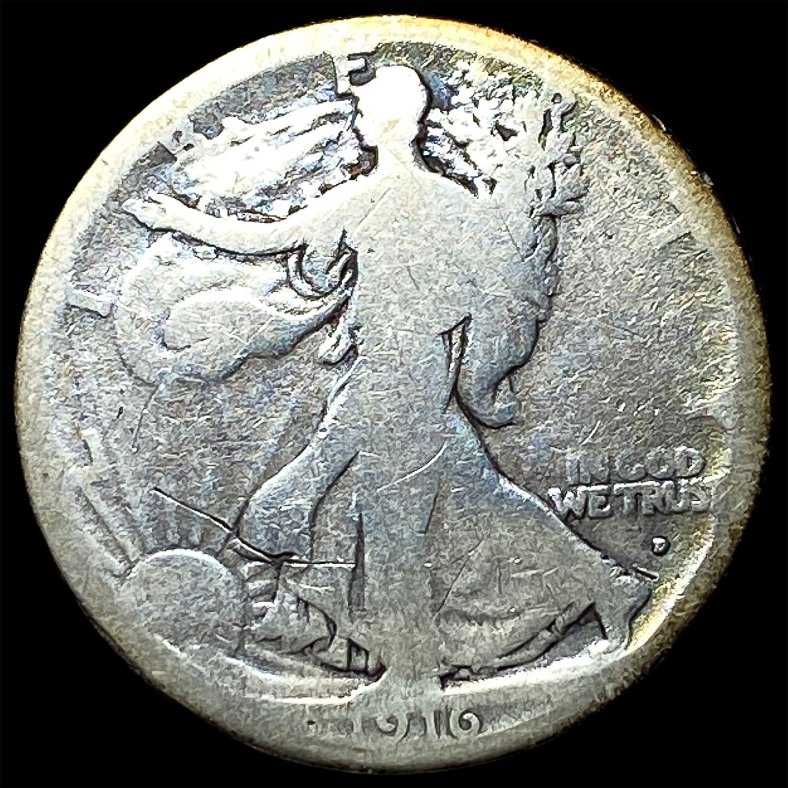 1916-D Silver Walking Liberty Half Dollar NICELY CIRCULATED: 1916-D Silver Walking Liberty Half Dollar NICELY CIRCULATED