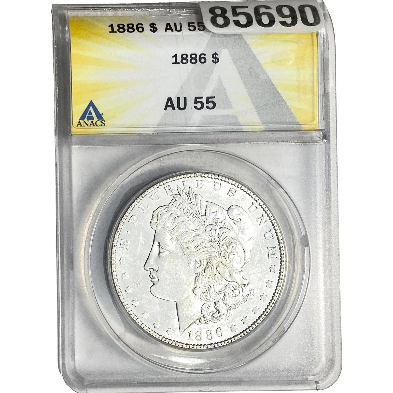 1886 Morgan Silver Dollar ANACS AU55: 1886 Morgan Silver Dollar ANACS AU55