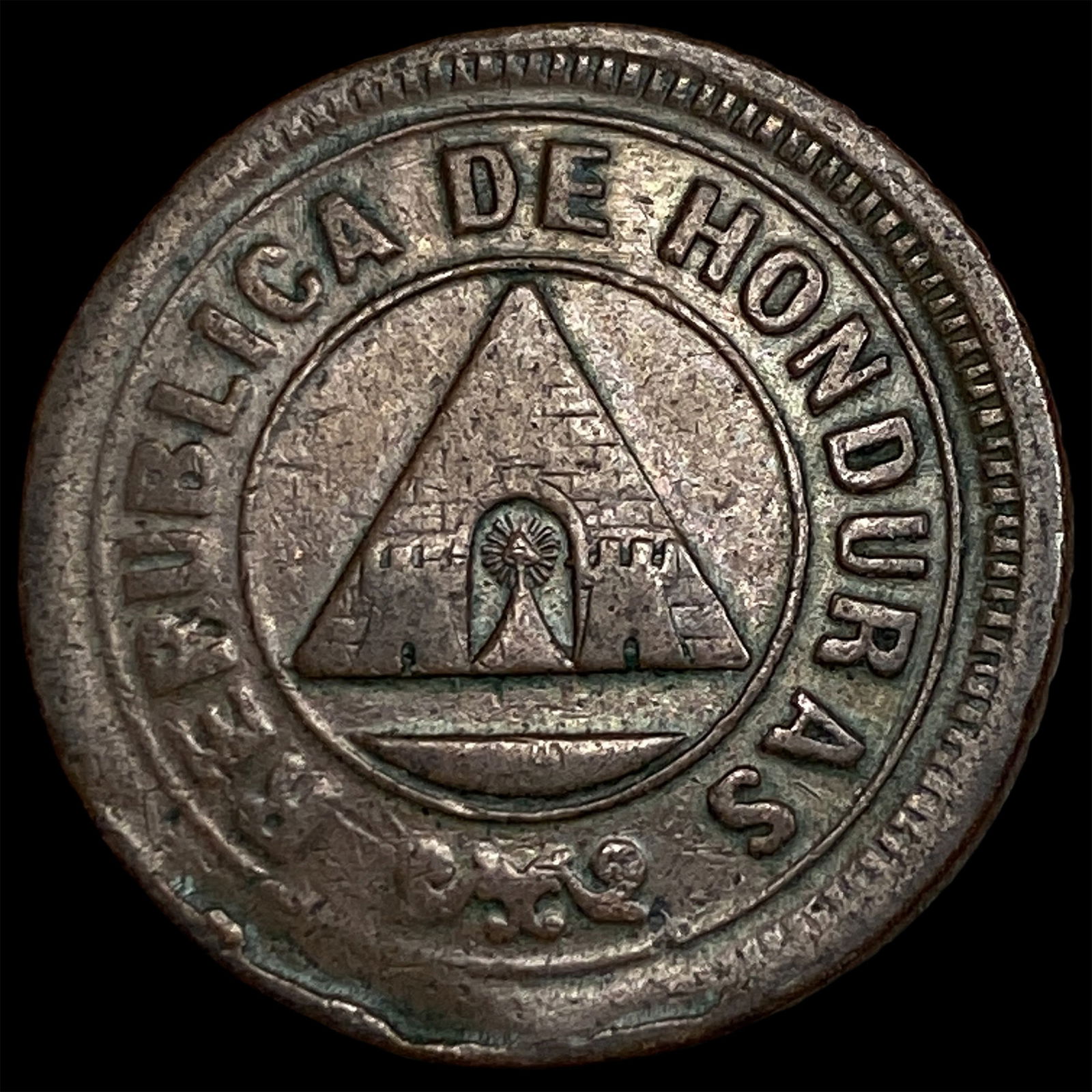 1889 Honduras Copper 1 Cent CHOICE AU: 1889 Honduras Copper 1 Cent CHOICE AU