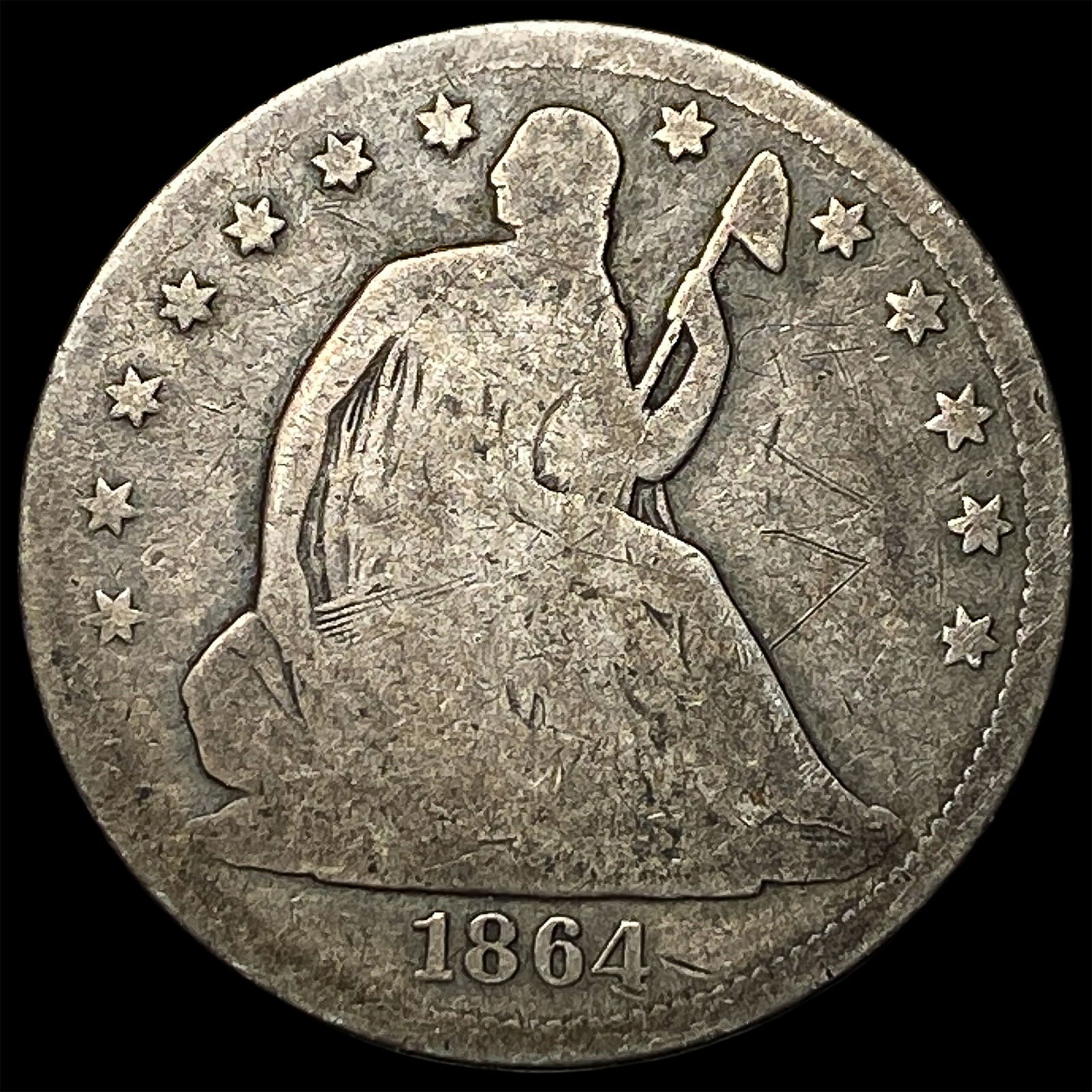 1864-S Silver Half Dollar (Seated Liberty) NICELY CIRCULATED: 1864-S Silver Half Dollar (Seated Liberty) NICELY CIRCULATED