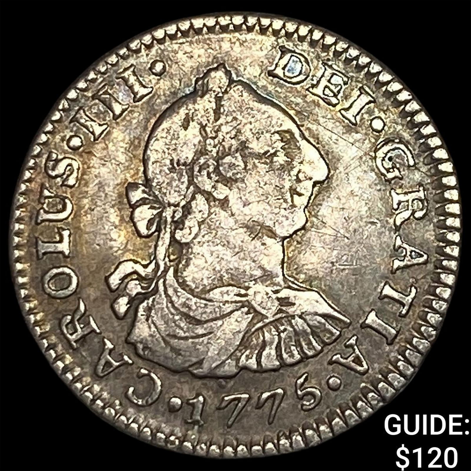 1775 Colonial Spain Silver 1/2 Reale CLOSELY UNCIRCULATED: 1775 Colonial Spain Silver 1/2 Reale CLOSELY UNCIRCULATED