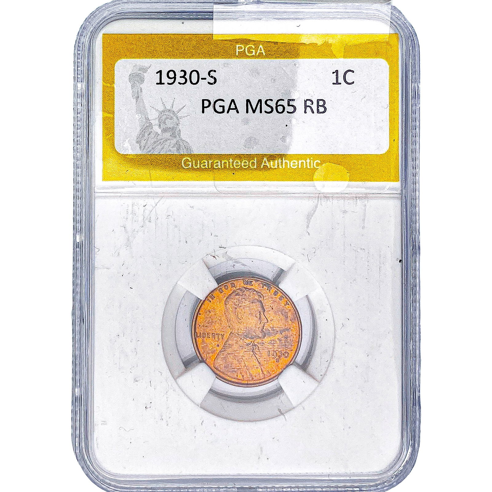 1930-S Wheat Cent PGA MS65 RB: 1930-S Wheat Cent PGA MS65 RB