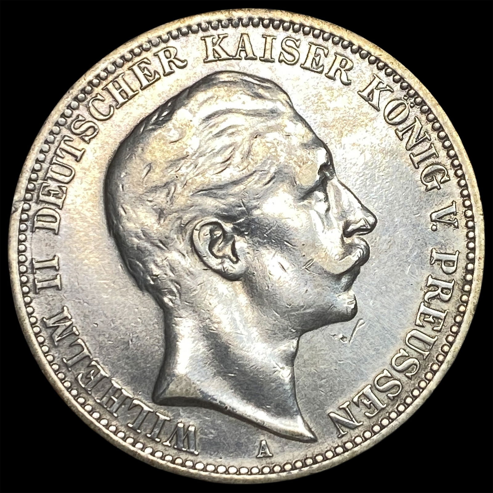 1910-A Germany Silver 3 Marks HIGH GRADE: 1910-A Germany Silver 3 Marks HIGH GRADE