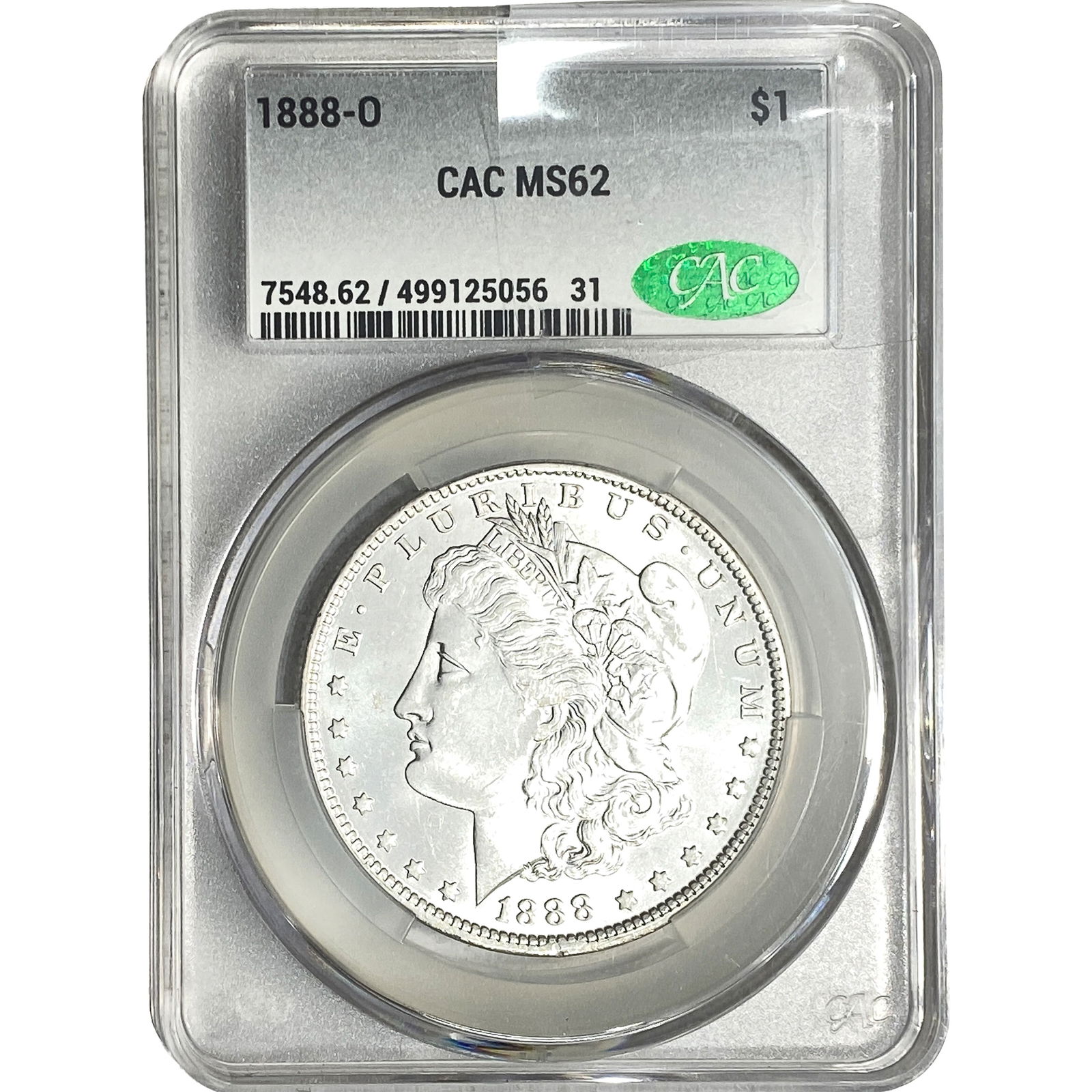 1888-O Morgan Silver Dollar CAC MS62: 1888-O Morgan Silver Dollar CAC MS62