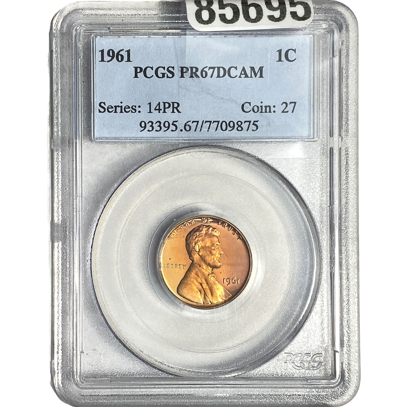 1961 Lincoln Memorial Cent PCGS PR67 DCAM: 1961 Lincoln Memorial Cent PCGS PR67 DCAM