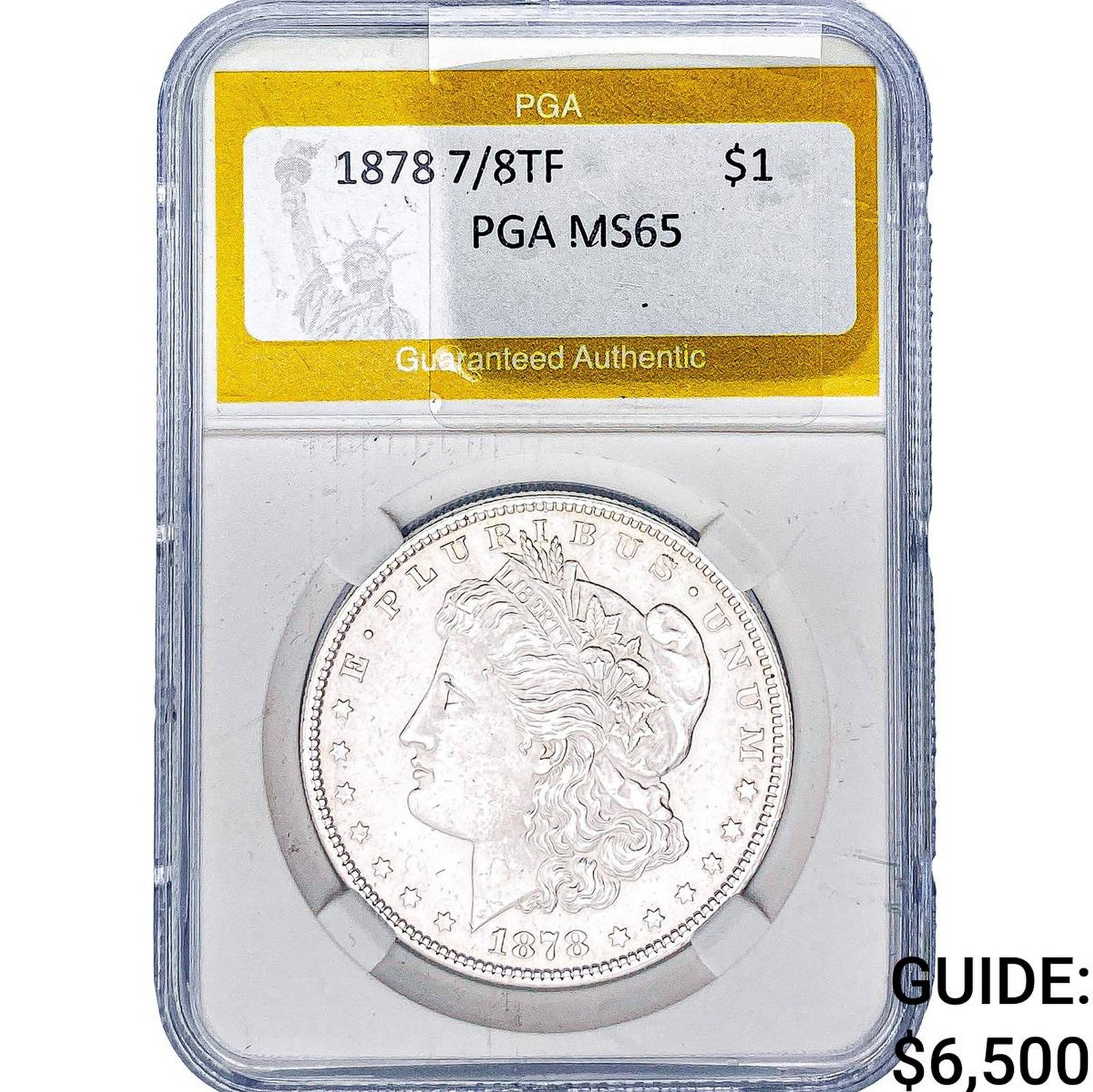 1878 7/8TF Morgan Silver Dollar PGA MS65: 1878 7/8TF Morgan Silver Dollar PGA MS65