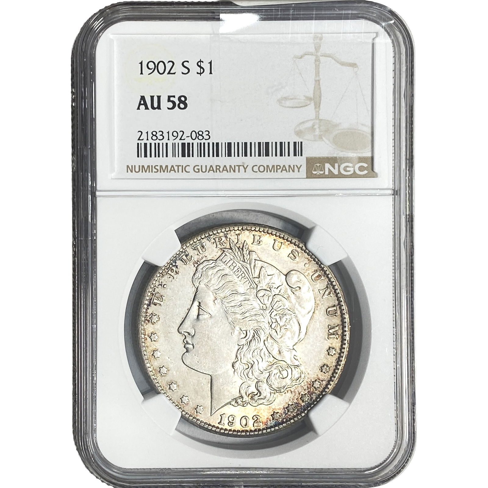 1902-S Morgan Silver Dollar NGC AU58: 1902-S Morgan Silver Dollar NGC AU58