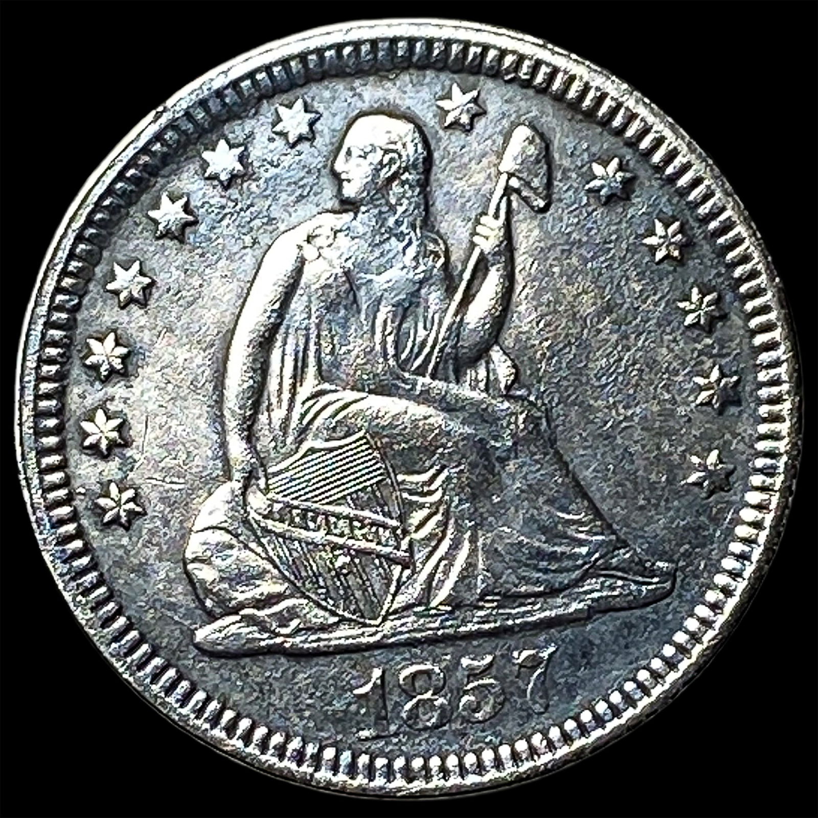 1857 Seated Liberty Quarter CLOSELY UNCIRCULATED: 1857 Seated Liberty Quarter CLOSELY UNCIRCULATED