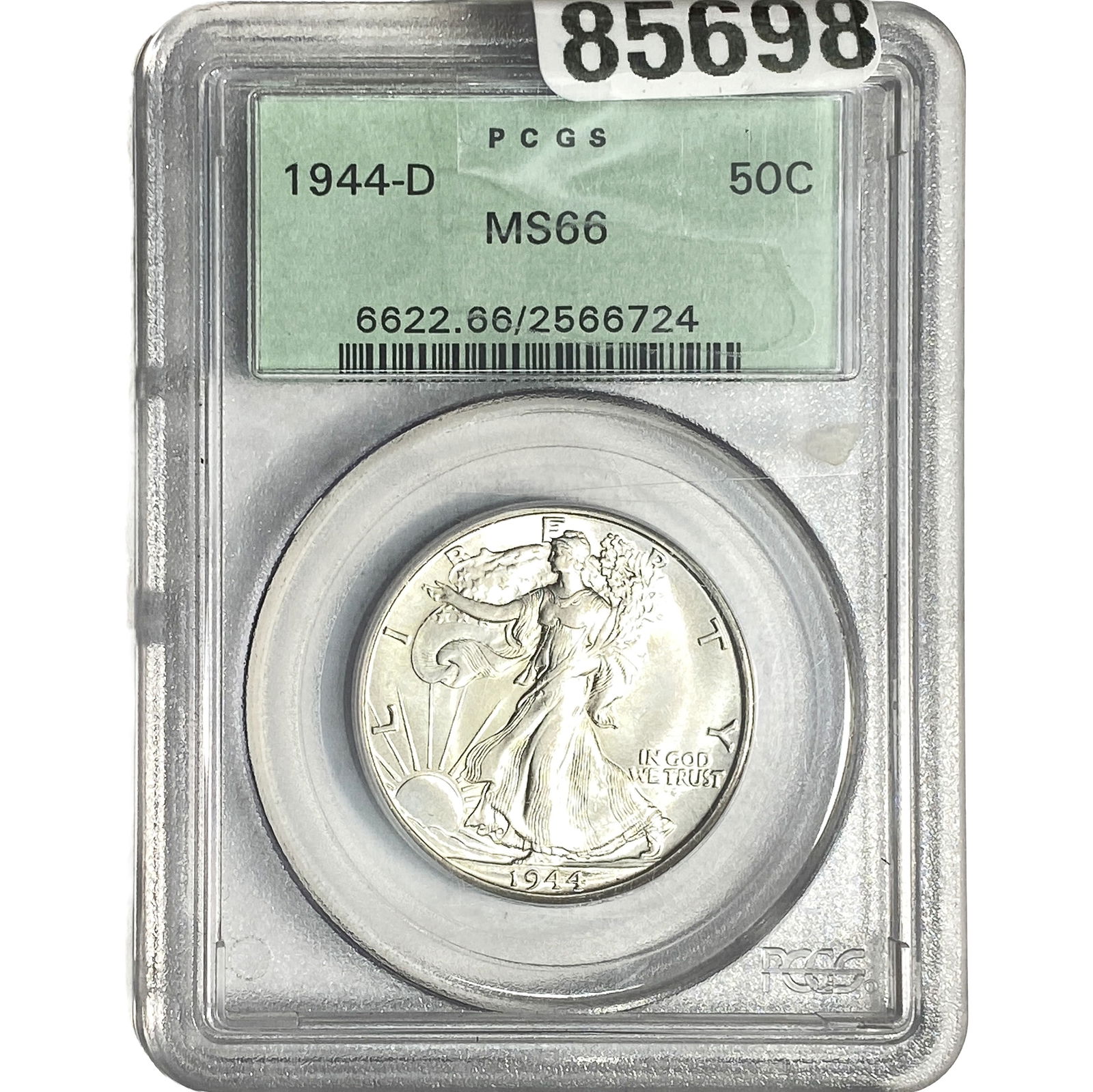 1944-D Walking Liberty Half Dollar PCGS MS66: 1944-D Walking Liberty Half Dollar PCGS MS66