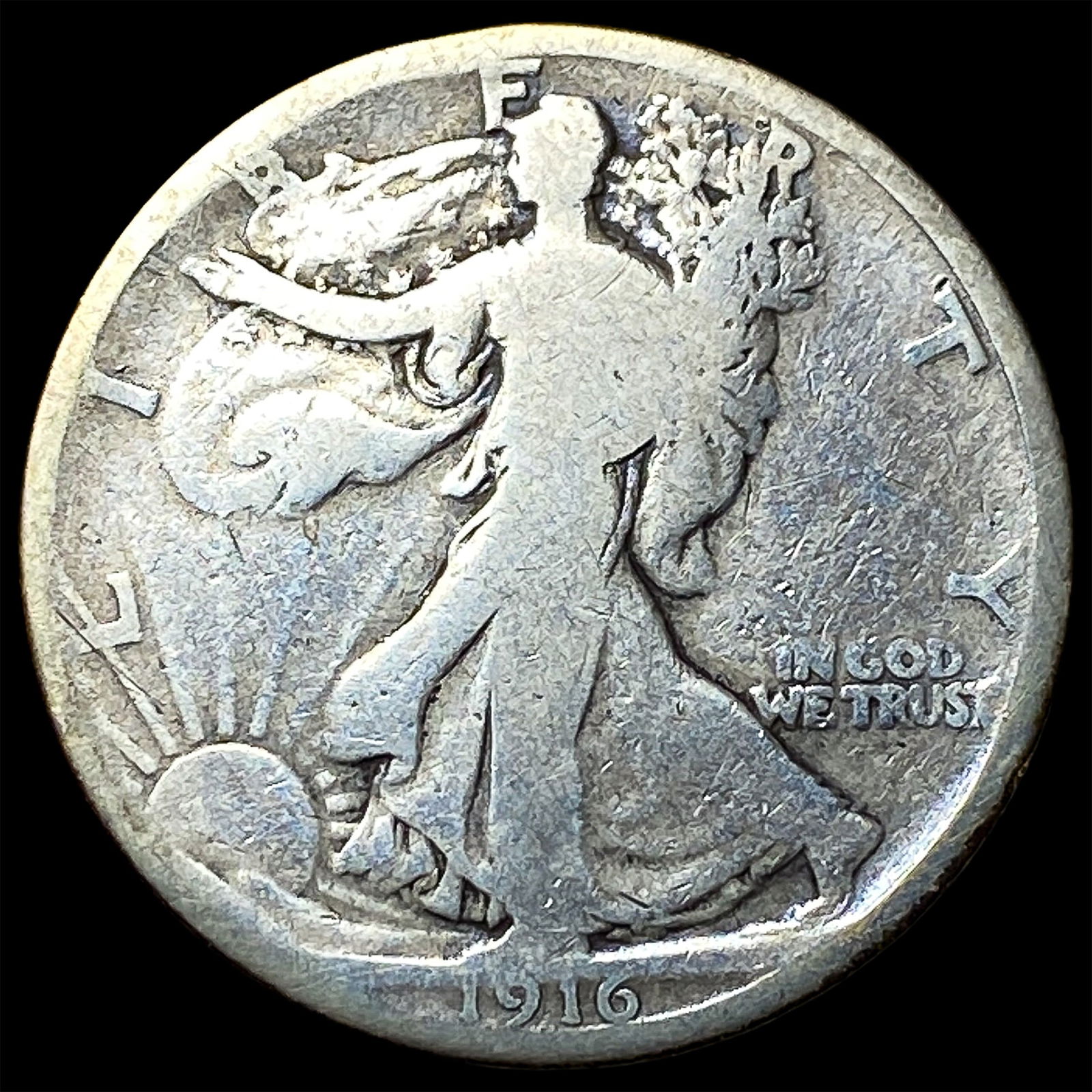 1916 Walking Liberty Half Dollar NICELY CIRCULATED: 1916 Walking Liberty Half Dollar NICELY CIRCULATED