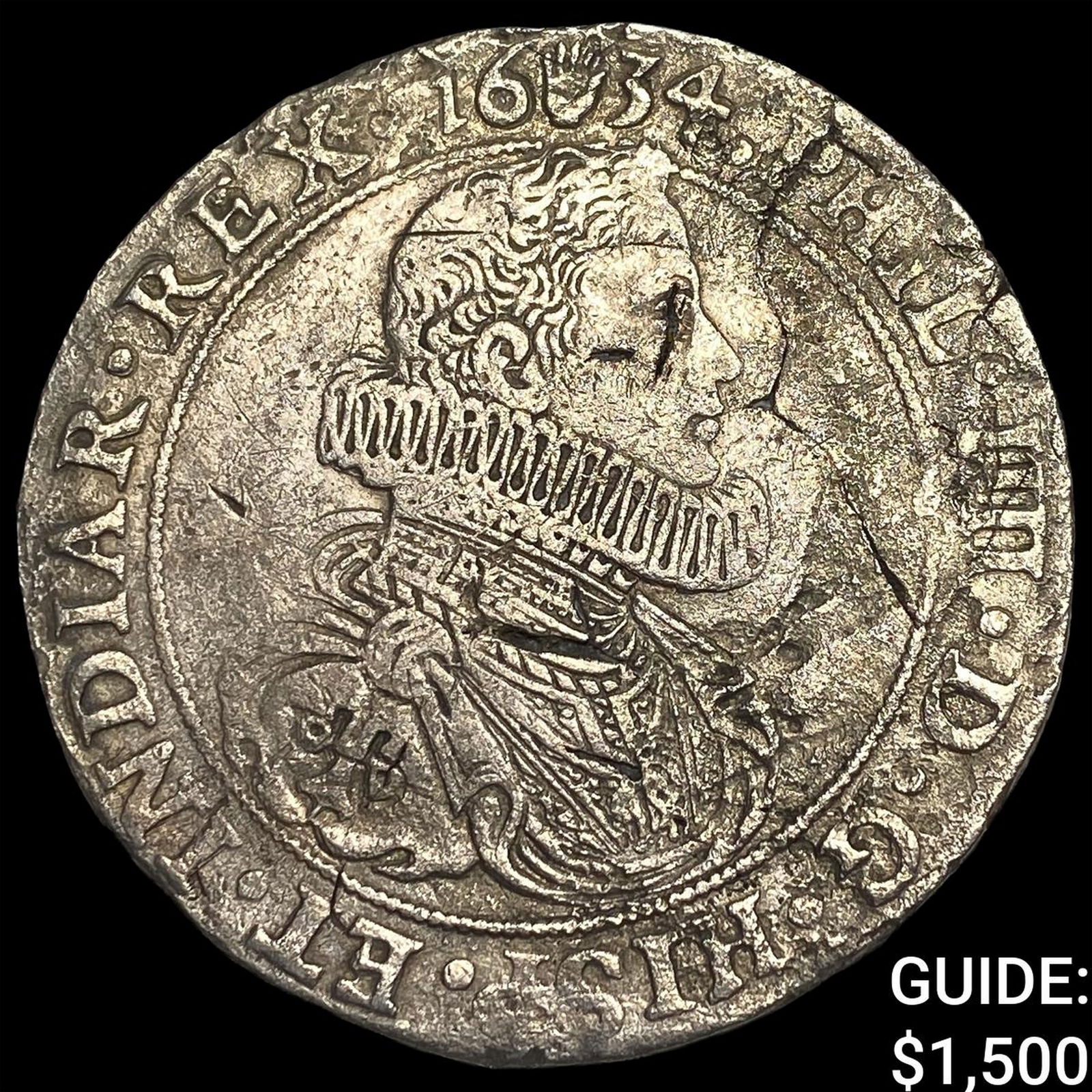 1634 Spanish Netherlands Silver Dicaton, Ex Merrestein Shipwreck NEARLY UNCIRCULATED: 1634 Spanish Netherlands Silver Dicaton, Ex Merrestein Shipwreck NEARLY UNCIRCULATED