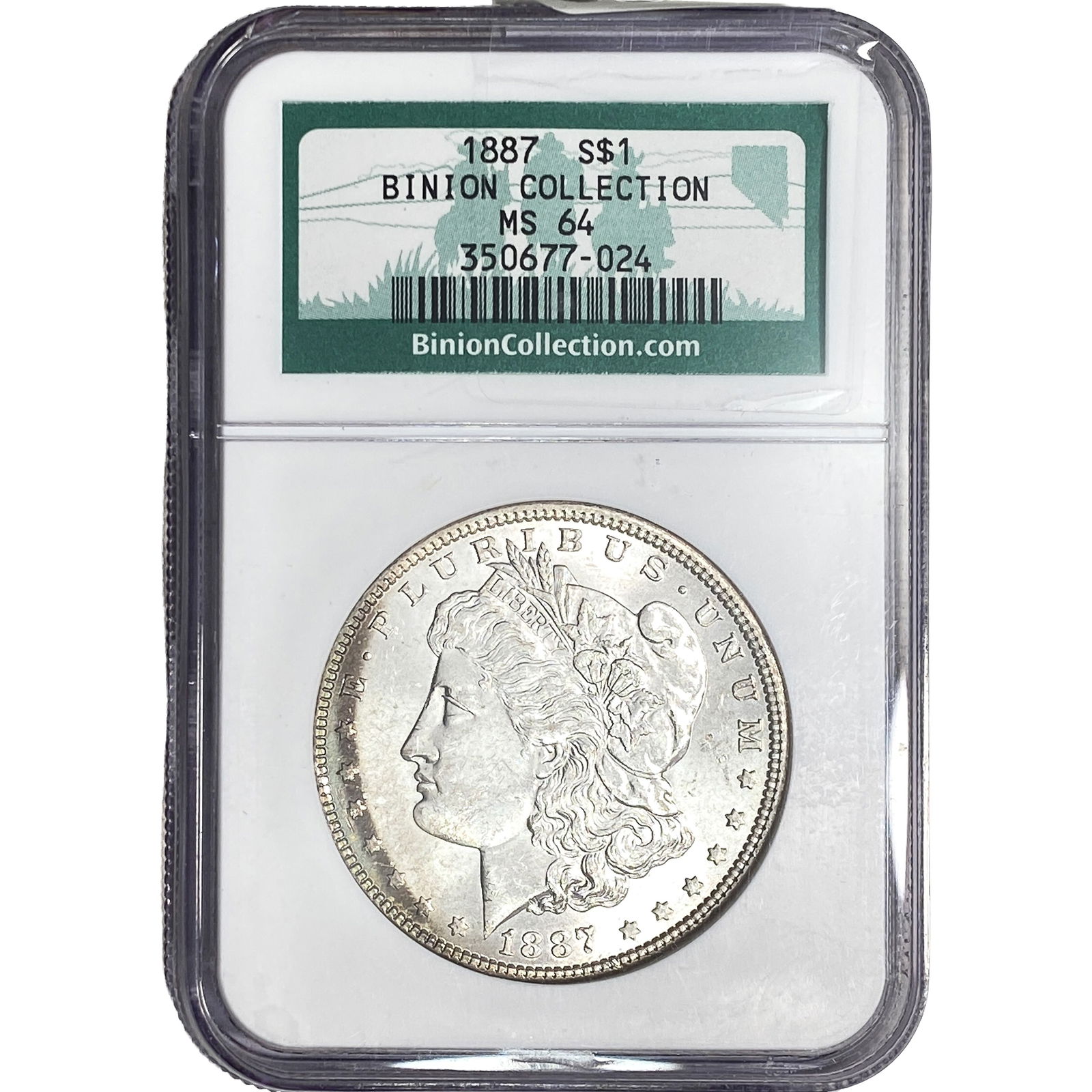 1887 Morgan Silver Dollar NGC MS64 Binion Coll.: 1887 Morgan Silver Dollar NGC MS64 Binion Coll.