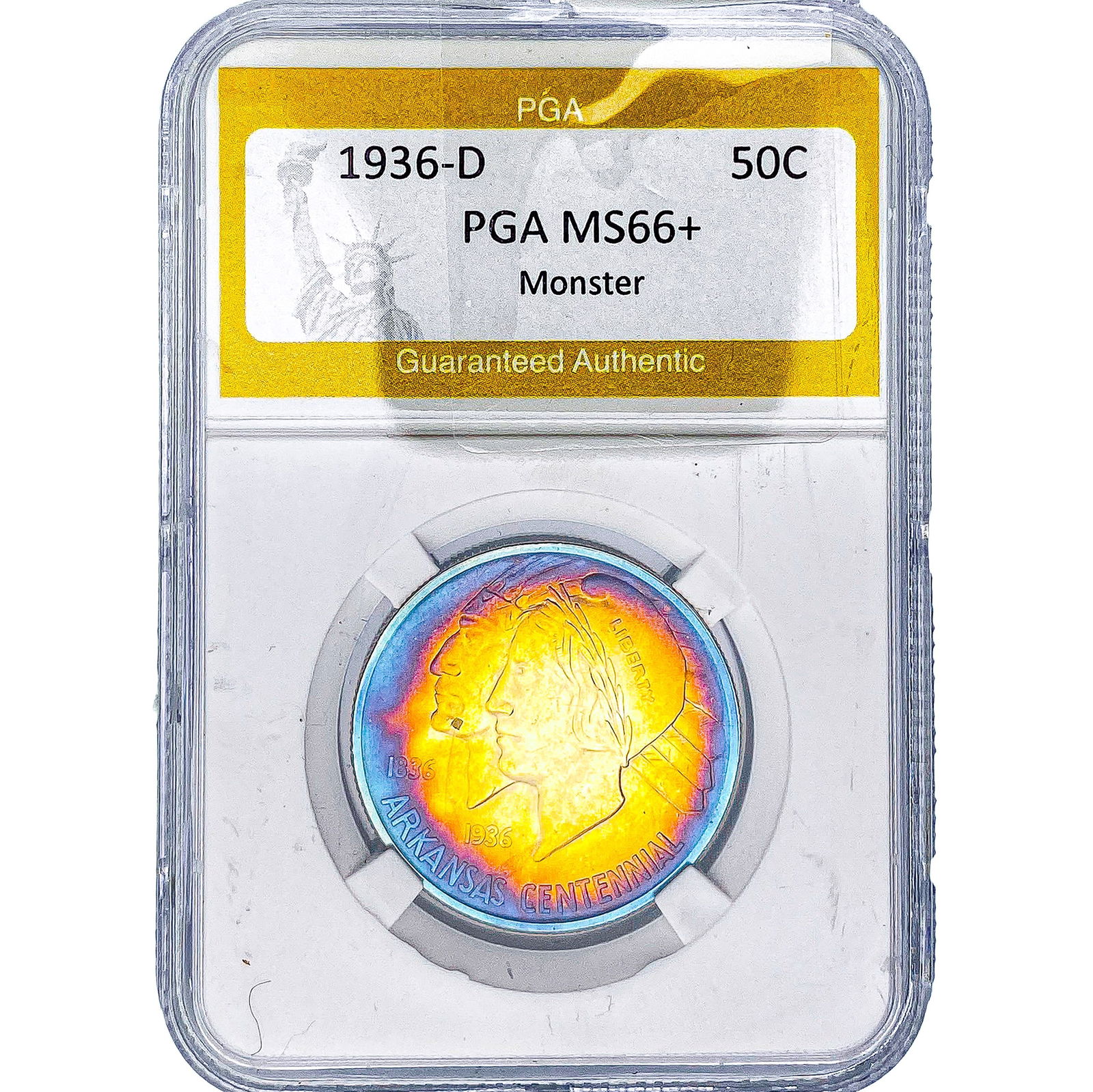 1936-D Arkansas Half Dollar PGA MS66+ Monster: 1936-D Arkansas Half Dollar PGA MS66+ Monster