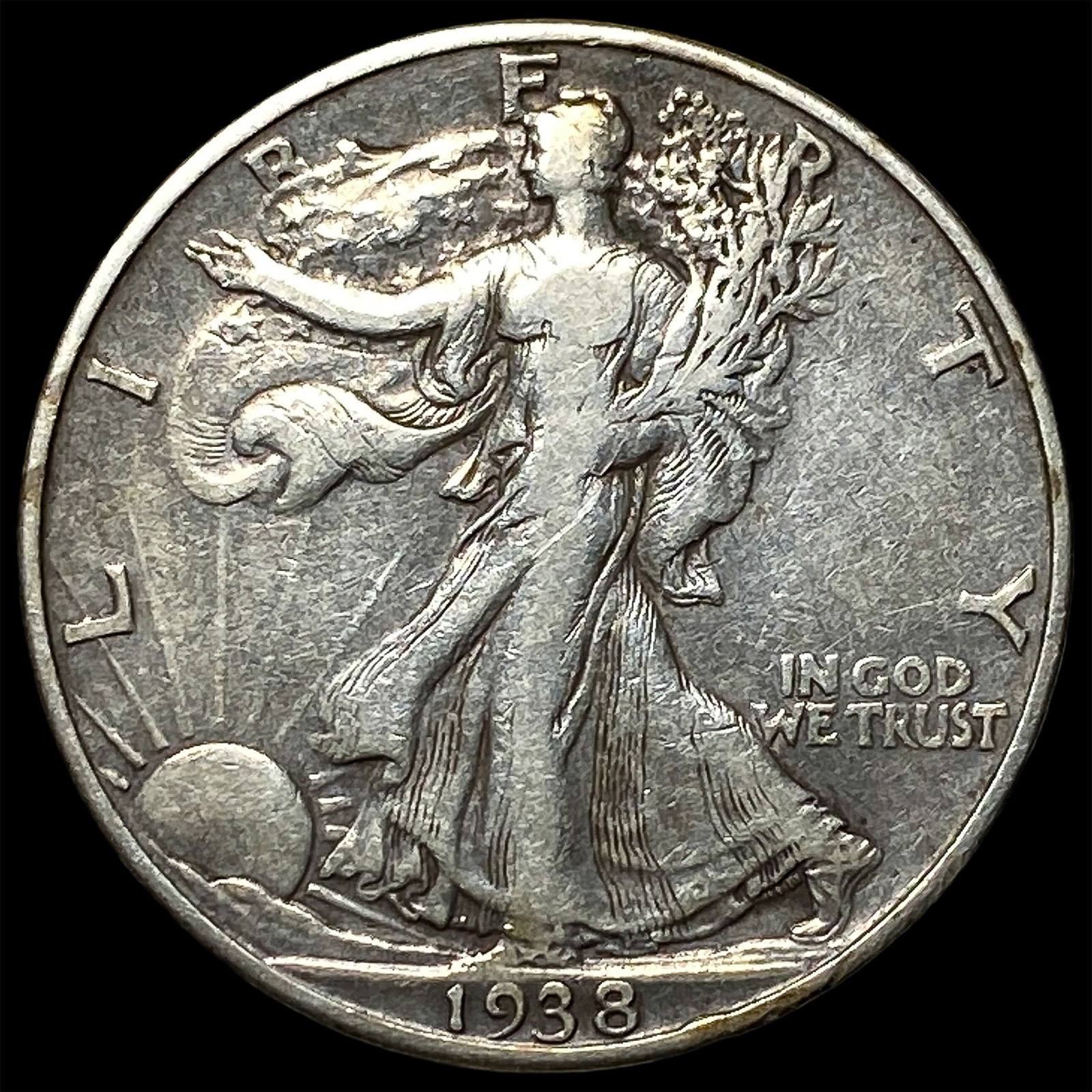 1938-D Silver Walking Liberty Half Dollar NEARLY UNCIRCULATED: 1938-D Silver Walking Liberty Half Dollar NEARLY UNCIRCULATED