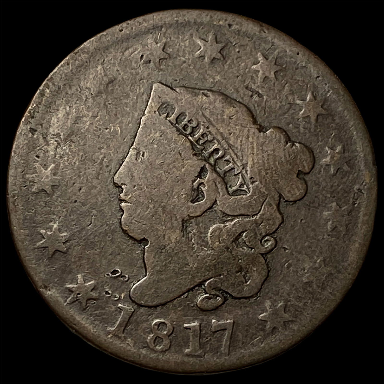 1817 Coronet Head Large Cent NICELY CIRCULATED: 1817 Coronet Head Large Cent NICELY CIRCULATED