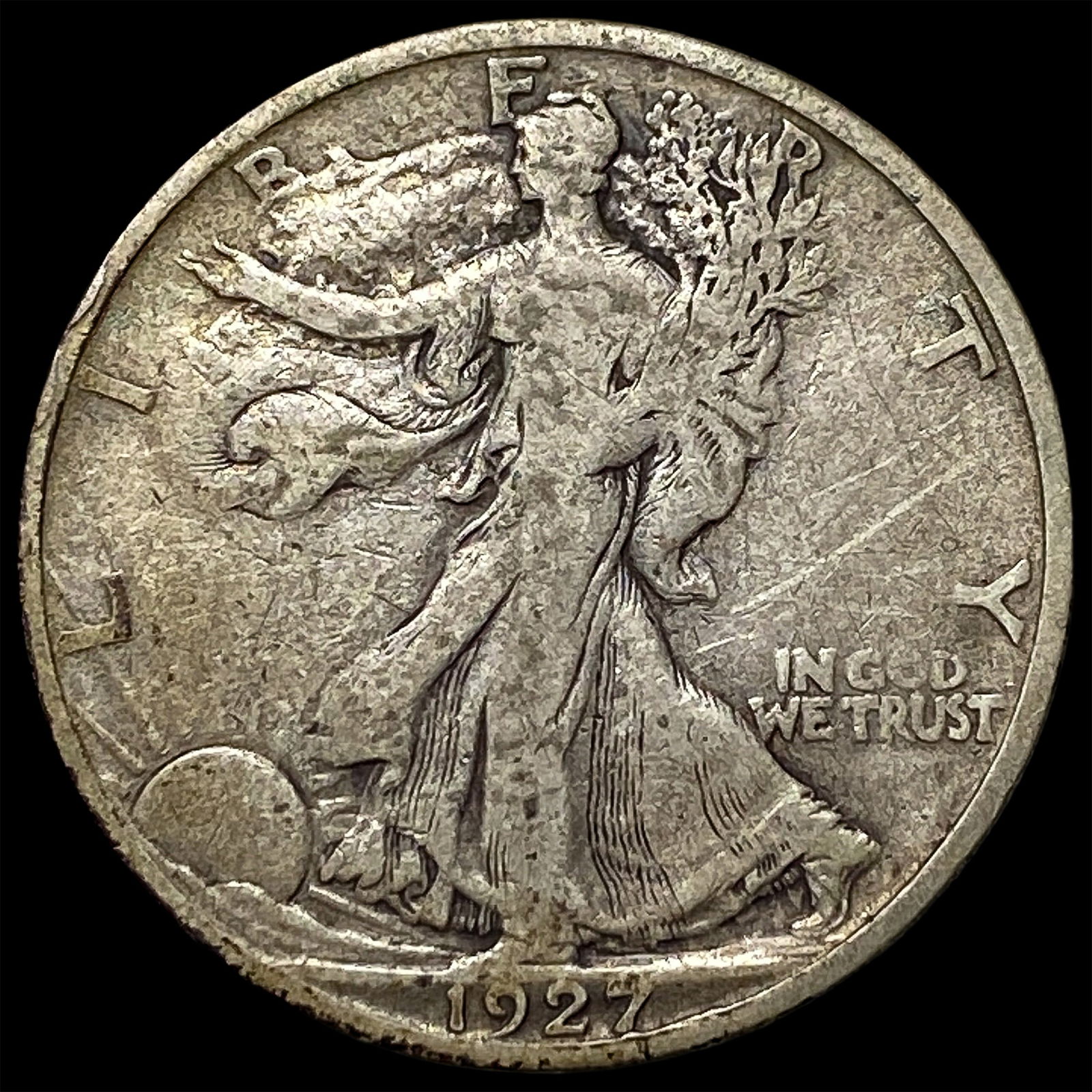 1927-S Silver Walking Liberty Half Dollar LIGHTLY CIRCULATED: 1927-S Silver Walking Liberty Half Dollar LIGHTLY CIRCULATED
