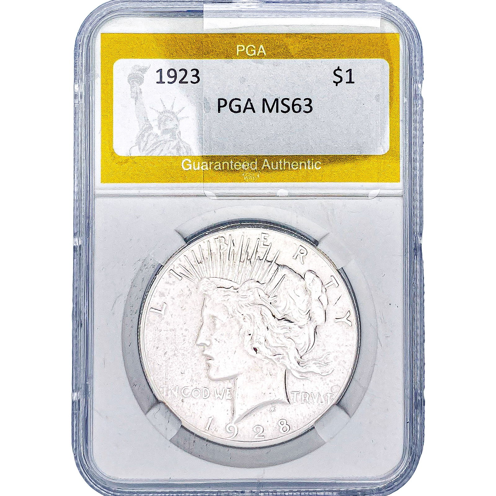 1923 Silver Peace Dollar PGA MS63: 1923 Silver Peace Dollar PGA MS63