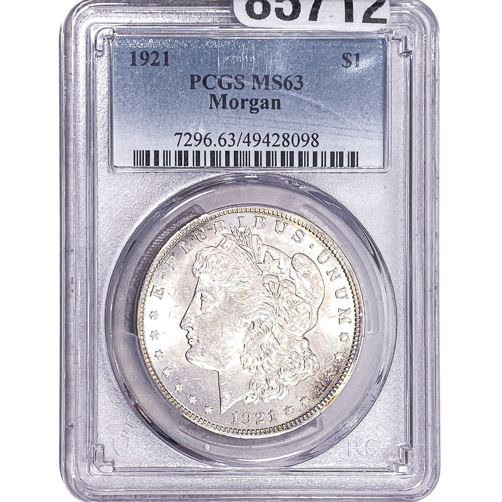 1921 Morgan Silver Dollar PCGS MS63: 1921 Morgan Silver Dollar PCGS MS63