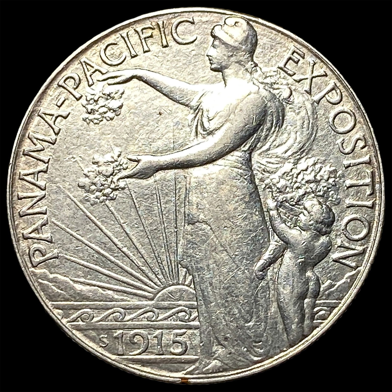 1915-S Silver Panama-Pacific Half Dollar CHOICE AU: 1915-S Silver Panama-Pacific Half Dollar CHOICE AU