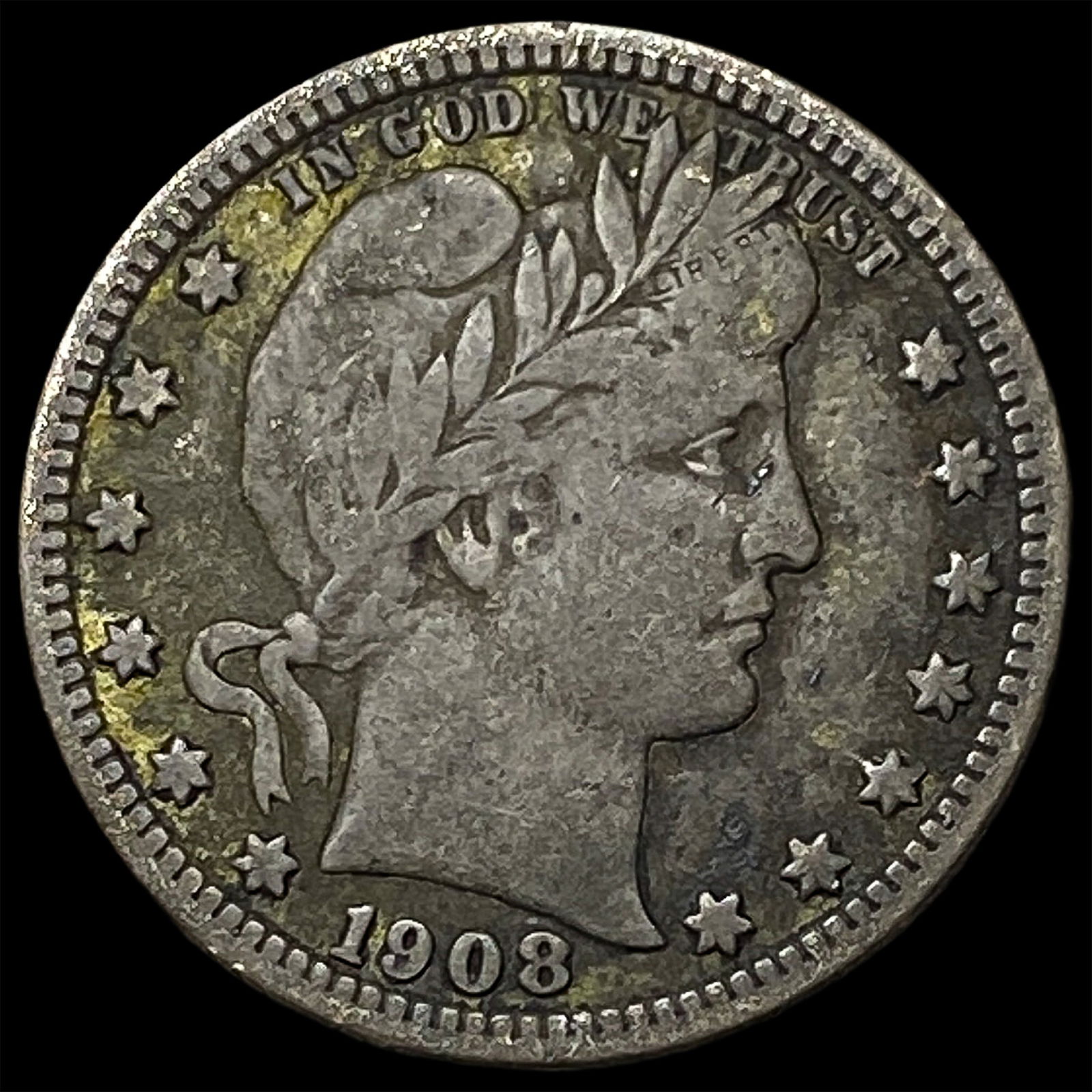 1908-S Silver Barber Quarter NICELY CIRCULATED: 1908-S Silver Barber Quarter NICELY CIRCULATED