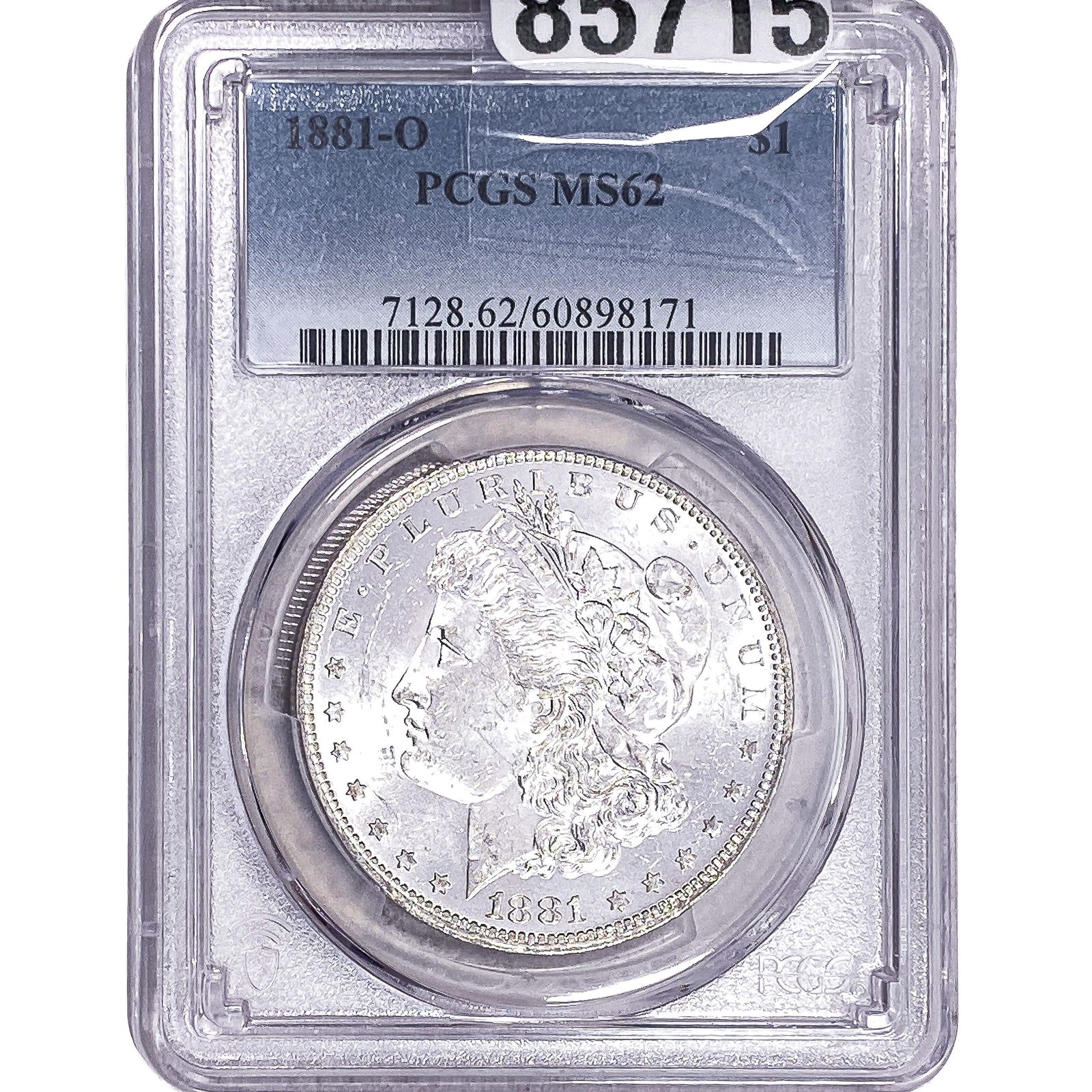 1881-O Morgan Silver Dollar PCGS MS62: 1881-O Morgan Silver Dollar PCGS MS62