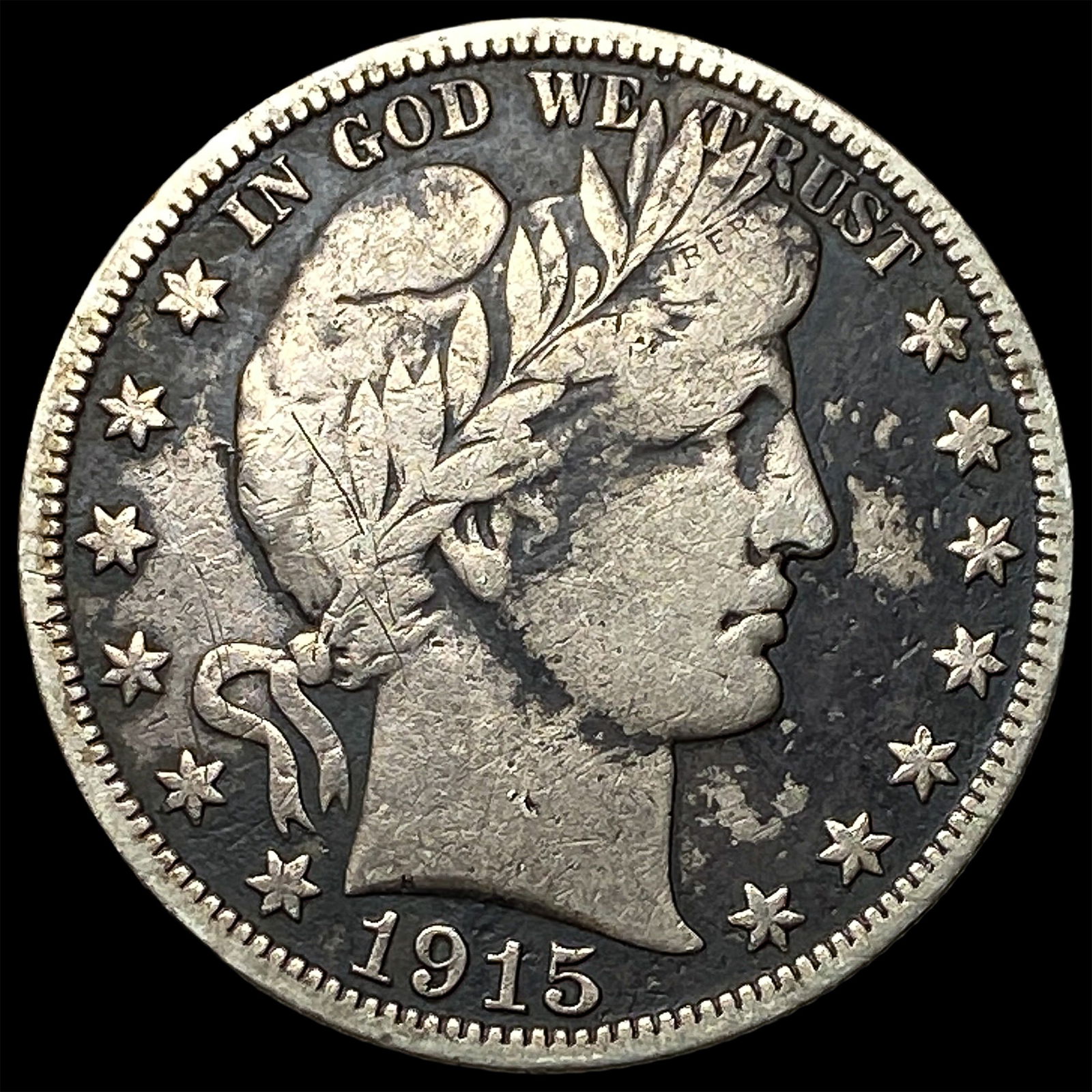 1915-S Silver Barber Half Dollar ABOUT UNCIRCULATED: 1915-S Silver Barber Half Dollar ABOUT UNCIRCULATED