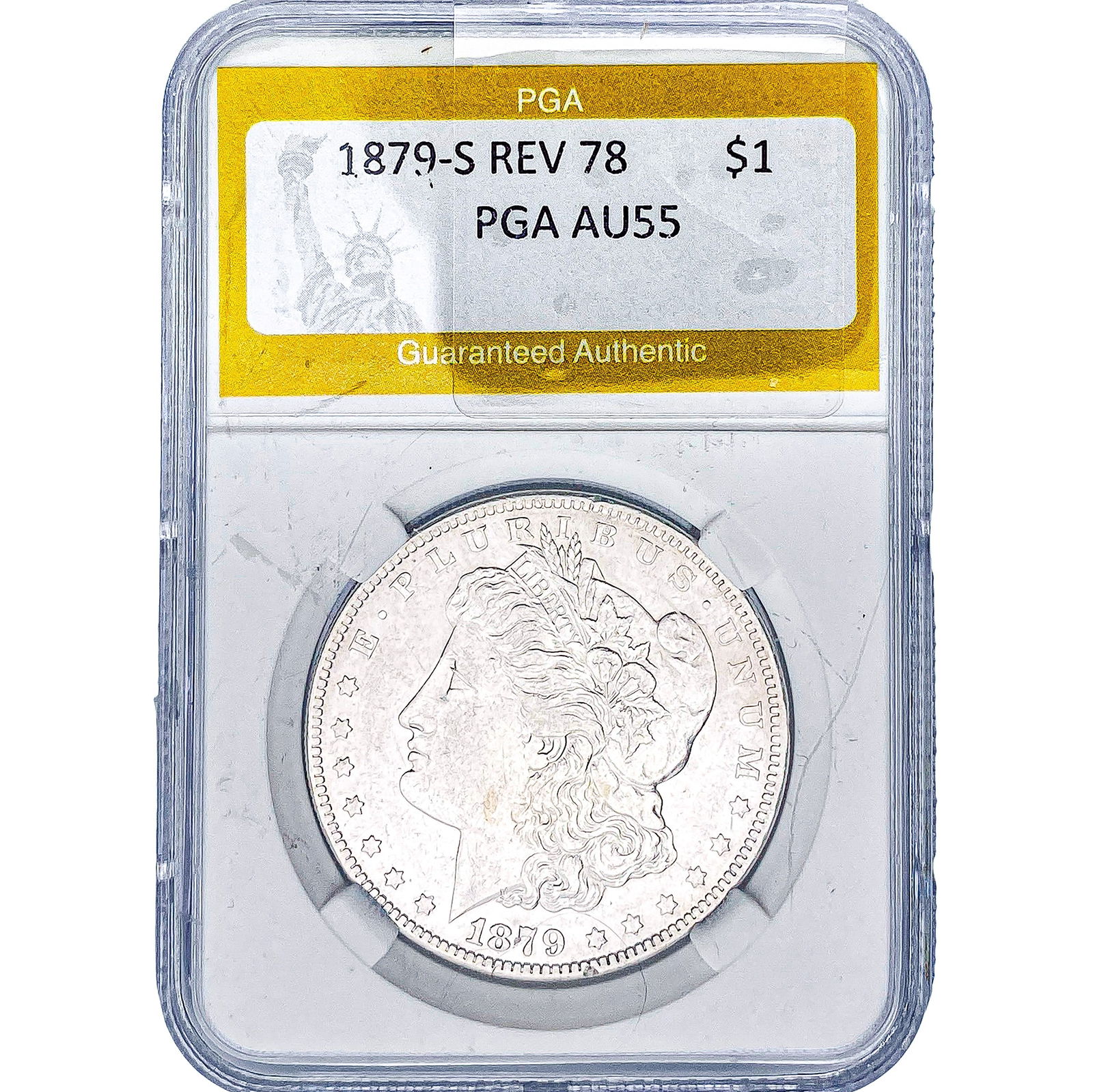 1879-S REV 78 Morgan Silver Dollar PGA AU55: 1879-S REV 78 Morgan Silver Dollar PGA AU55