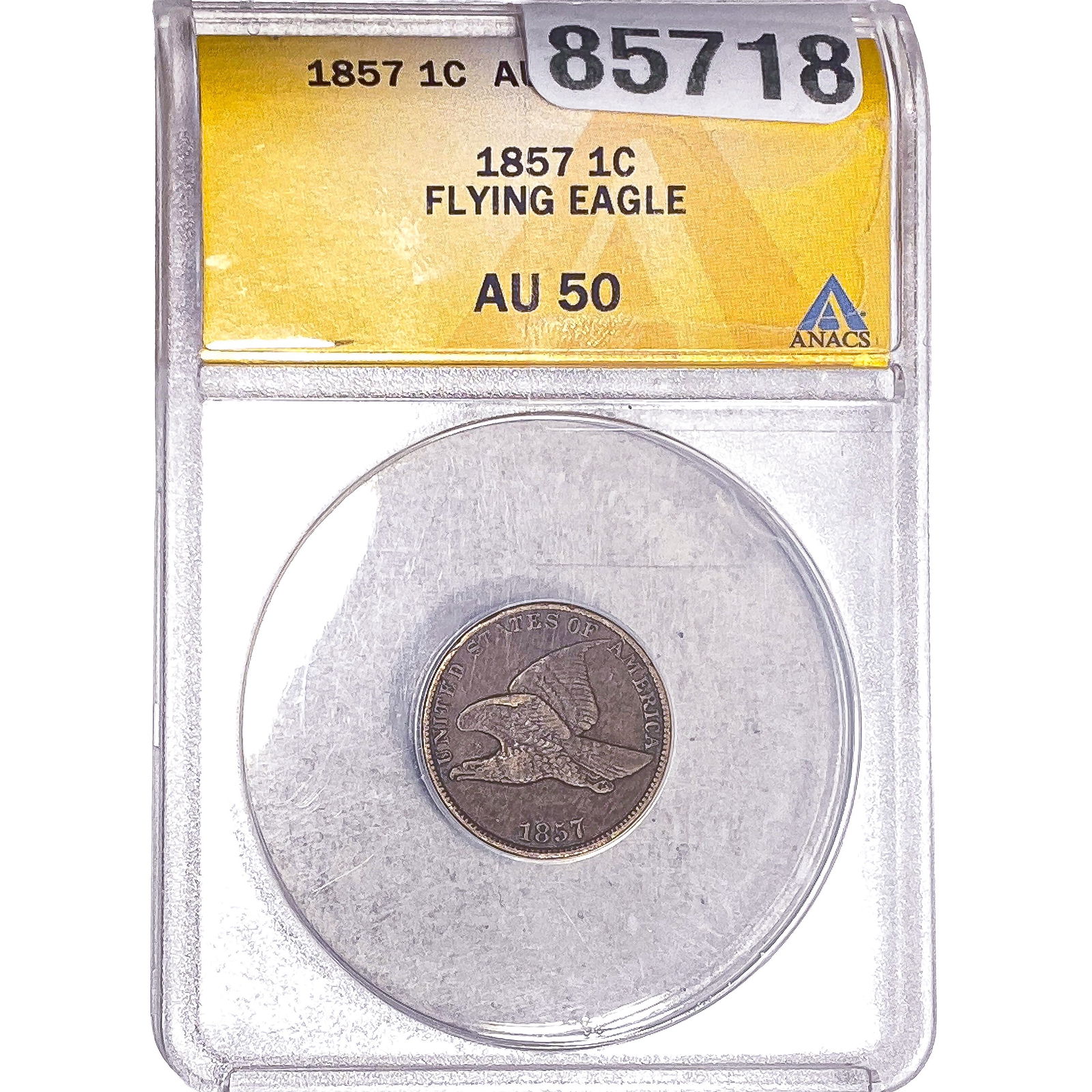 1857 Flying Eagle Cent ANACS AU50: 1857 Flying Eagle Cent ANACS AU50