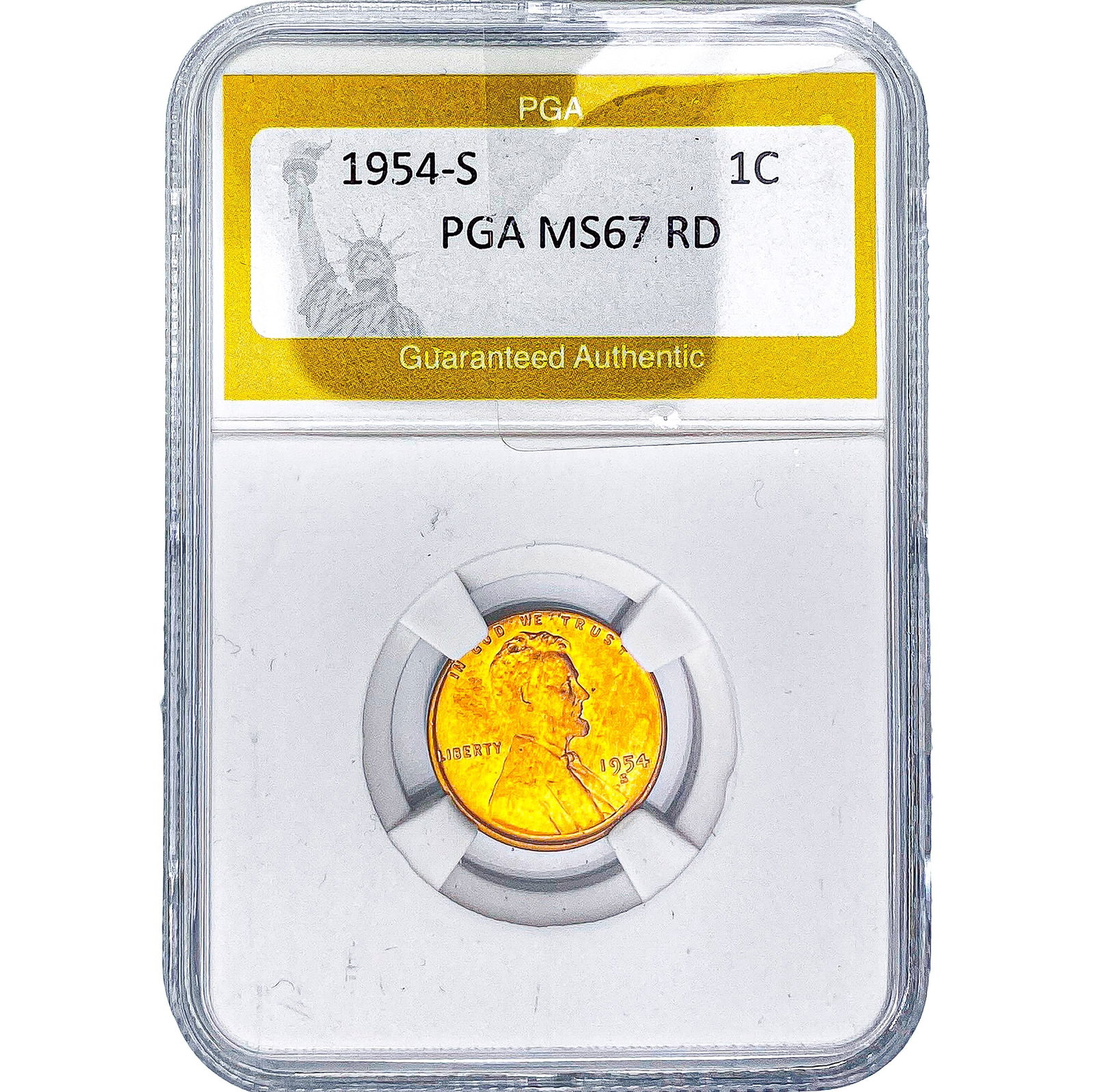 1954-S Wheat Cent PGA MS67 RD: 1954-S Wheat Cent PGA MS67 RD