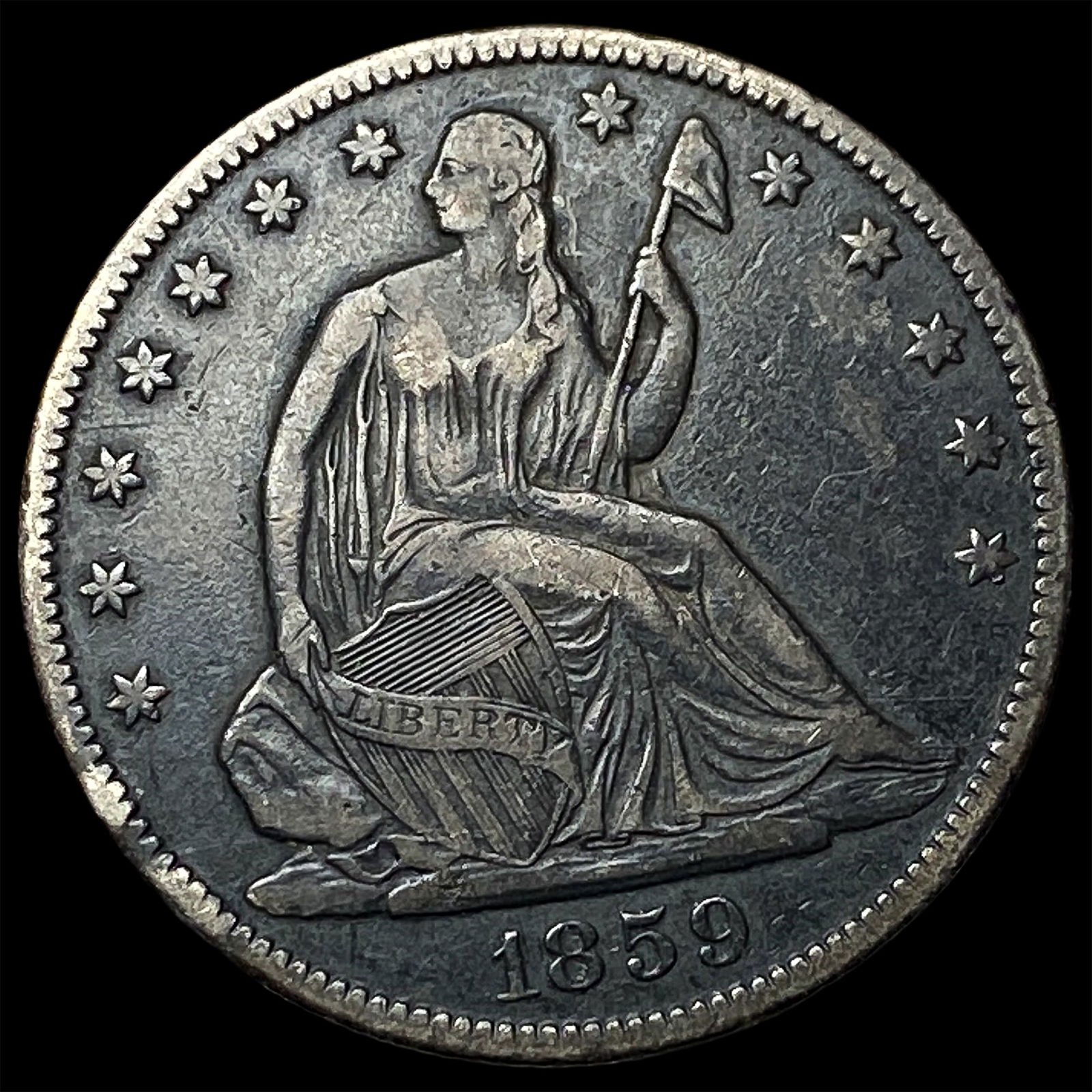 1859-O Silver Half Dollar NEARLY UNCIRCULATED: 1859-O Silver Half Dollar NEARLY UNCIRCULATED