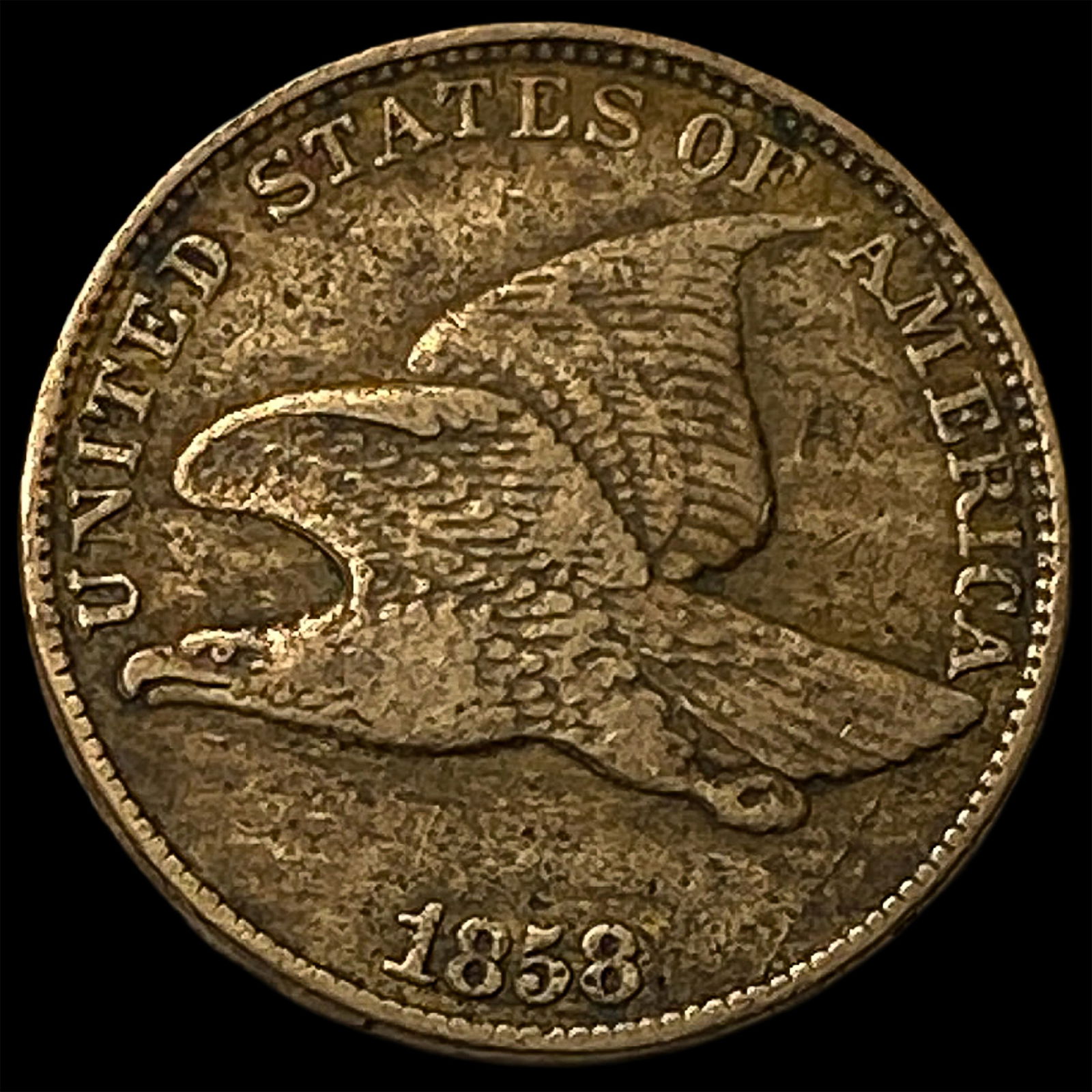 1858 Copper-Nickel Flying Eagle Cent NEARLY UNCIRCULATED: 1858 Copper-Nickel Flying Eagle Cent NEARLY UNCIRCULATED