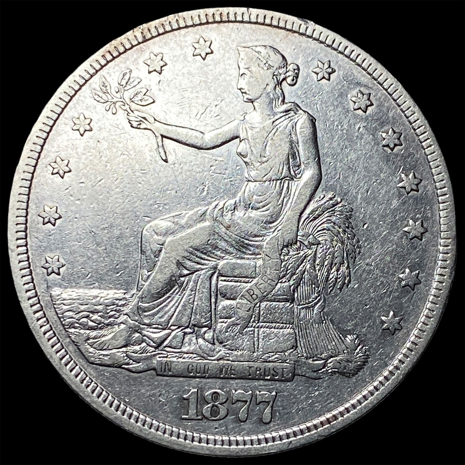 1877-S Silver Trade Dollar CLOSELY UNCIRCULATED: 1877-S Silver Trade Dollar CLOSELY UNCIRCULATED