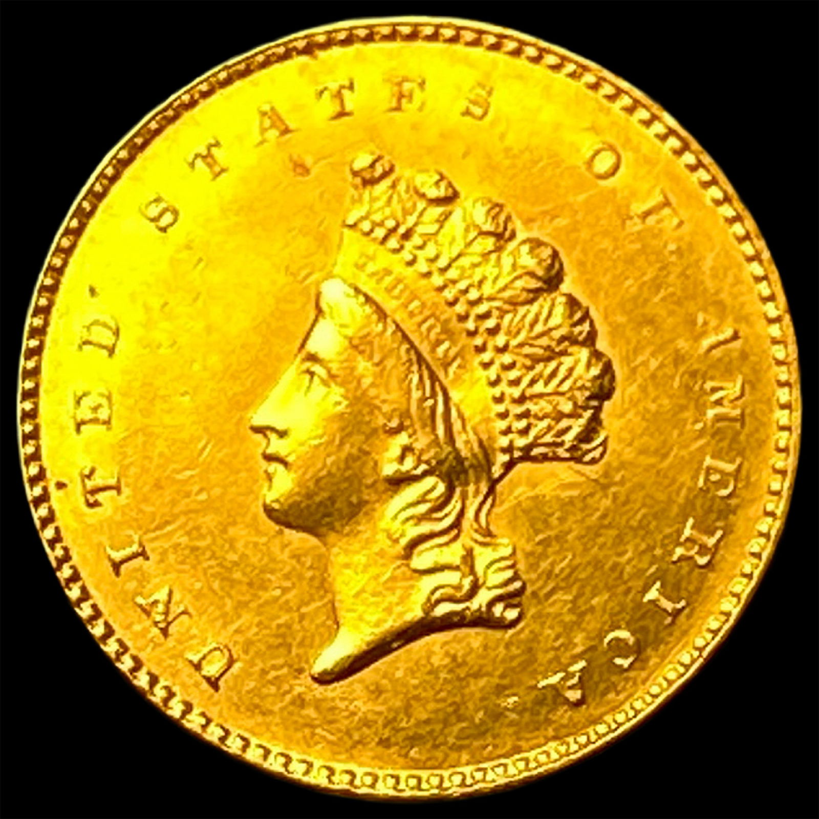 1855 Gold $1 Indian Princess Head Type 2 CLOSELY UNCIRCULATED: 1855 Gold $1 Indian Princess Head Type 2 CLOSELY UNCIRCULATED