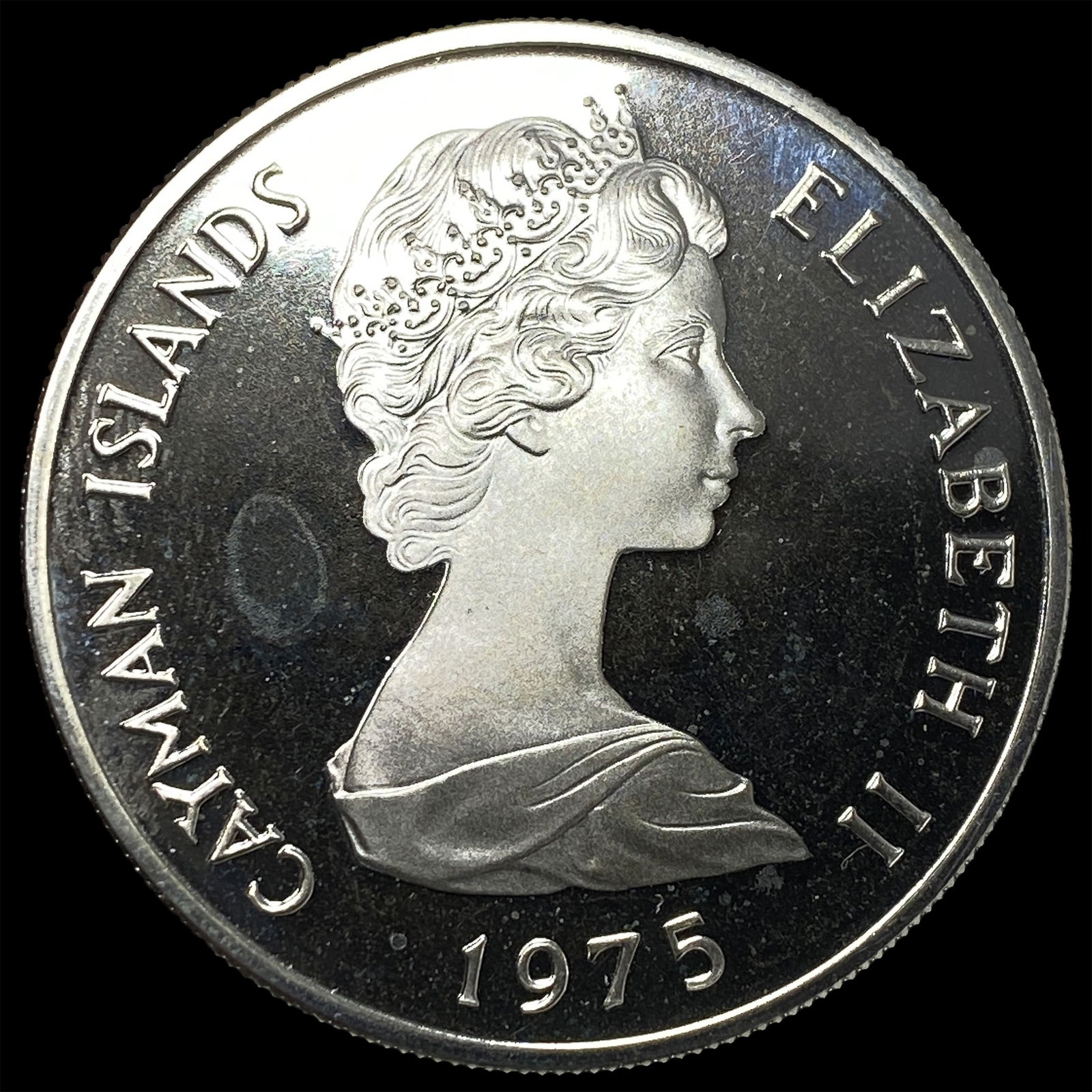 1975 Cayman Islands Silver Proof 2 Dollars GEM BU: 1975 Cayman Islands Silver Proof 2 Dollars GEM BU