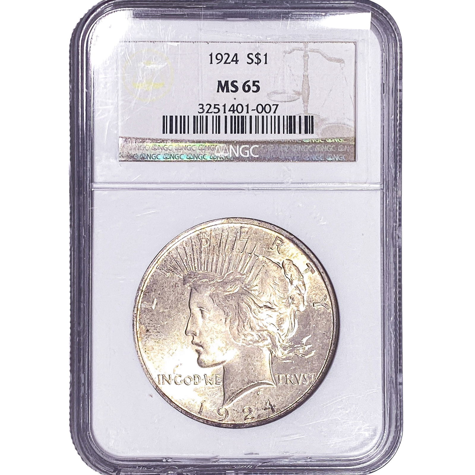 1924 Silver Peace Dollar NGC MS65: 1924 Silver Peace Dollar NGC MS65