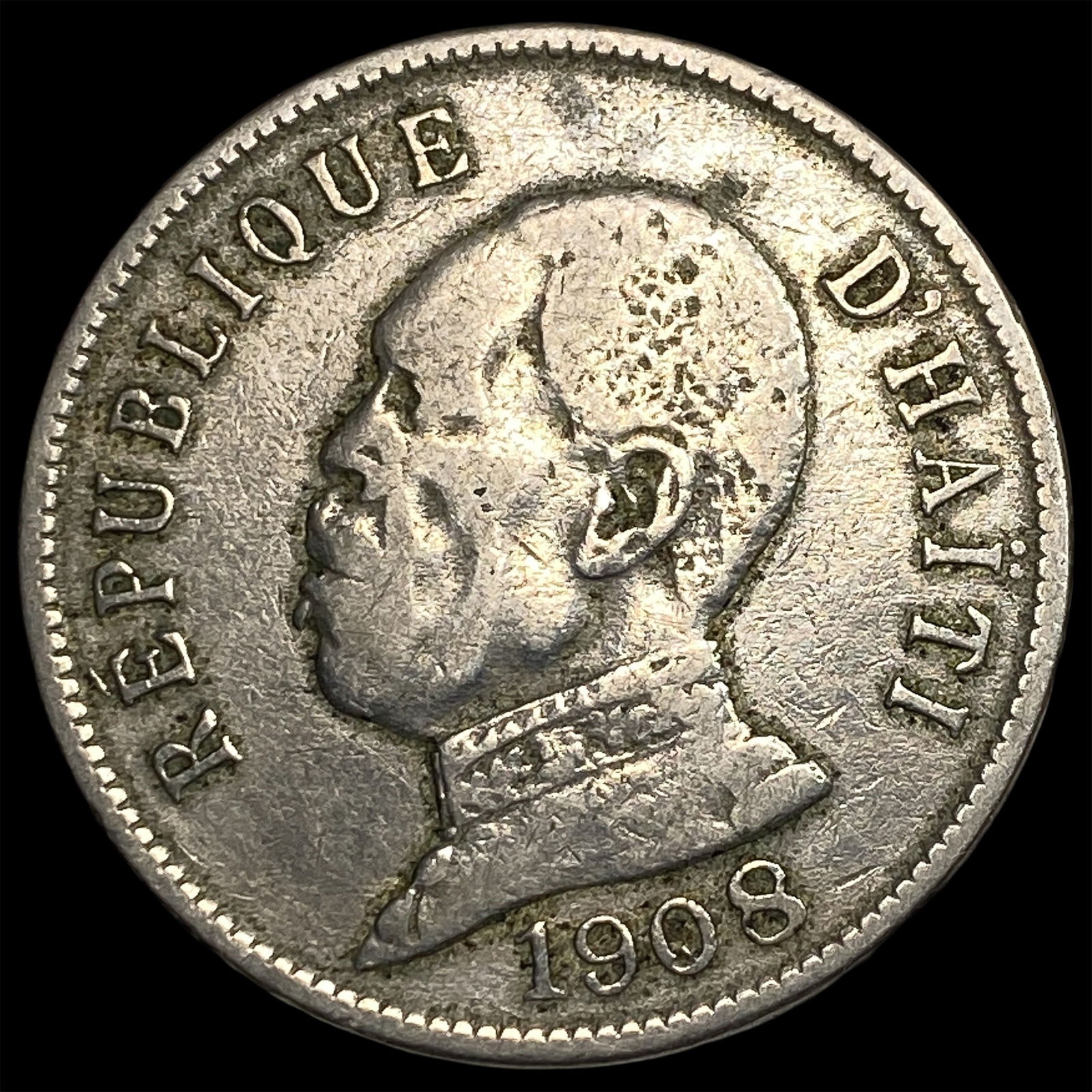 1908 Haiti Nickel 50 Centimes NEARLY UNCIRCULATED: 1908 Haiti Nickel 50 Centimes NEARLY UNCIRCULATED