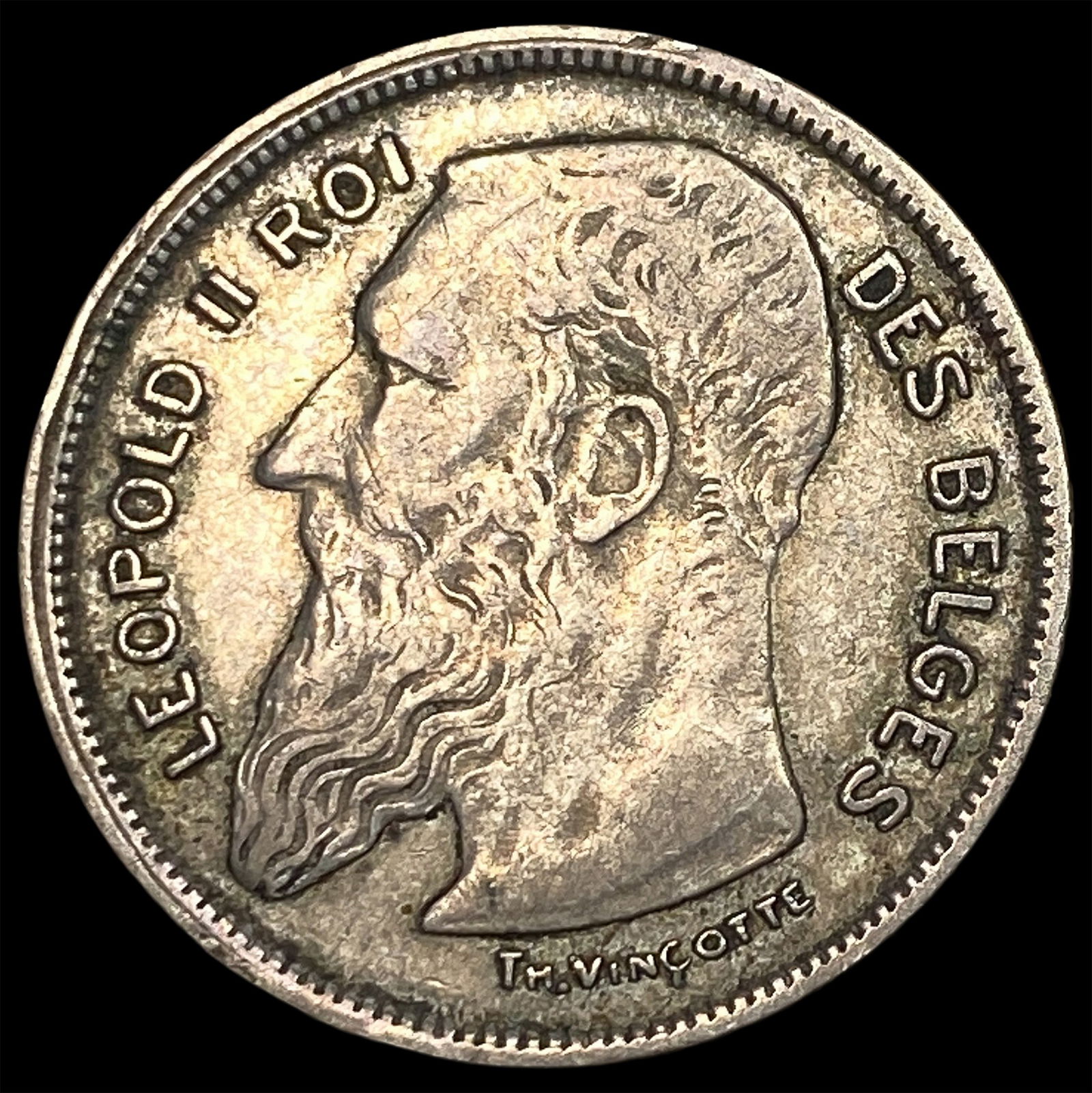 1909 Belgium SIlver 2 Francs NEARLY UNCIRCULATED: 1909 Belgium SIlver 2 Francs NEARLY UNCIRCULATED