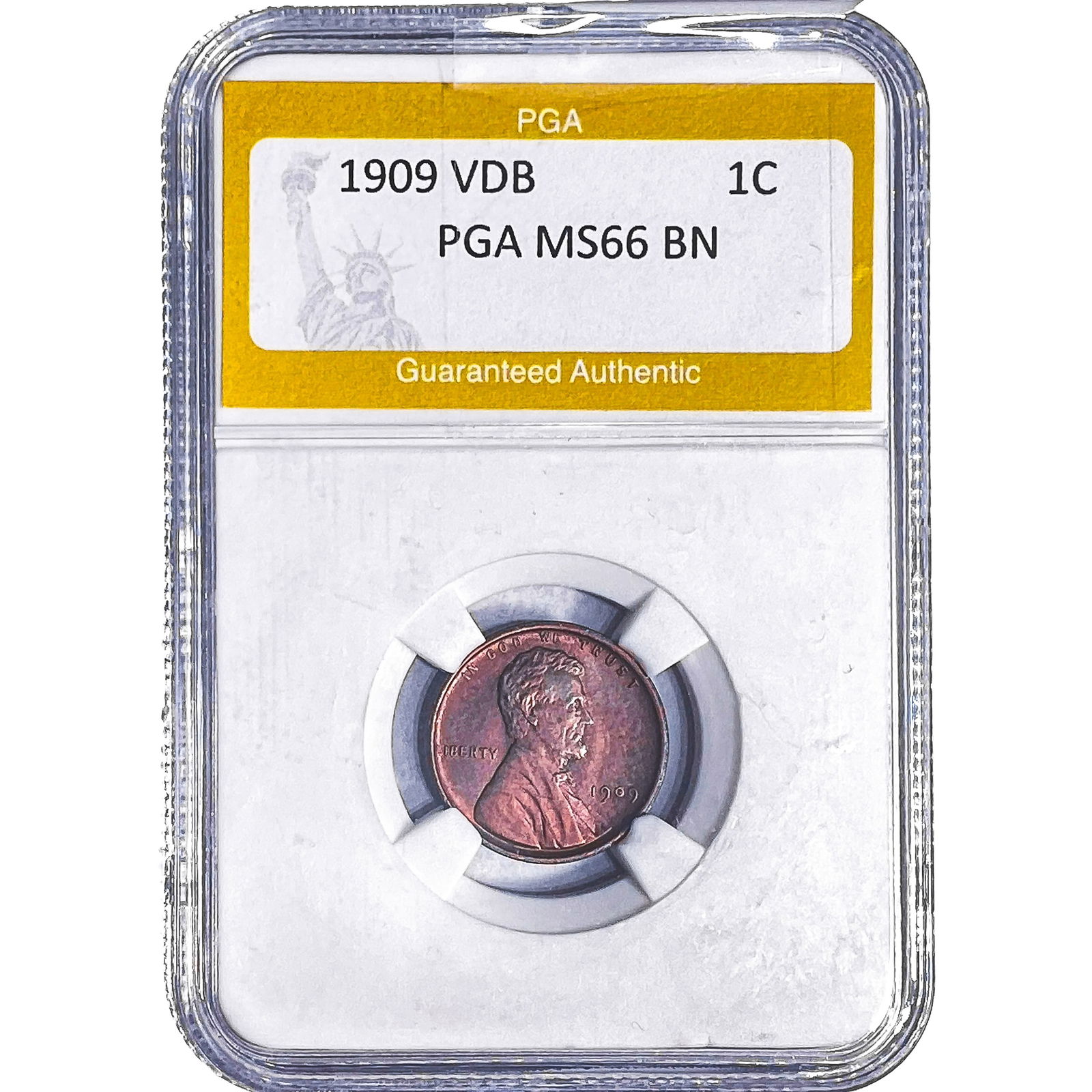 1909 VDB Wheat Cent PGA MS66 BN: 1909 VDB Wheat Cent PGA MS66 BN