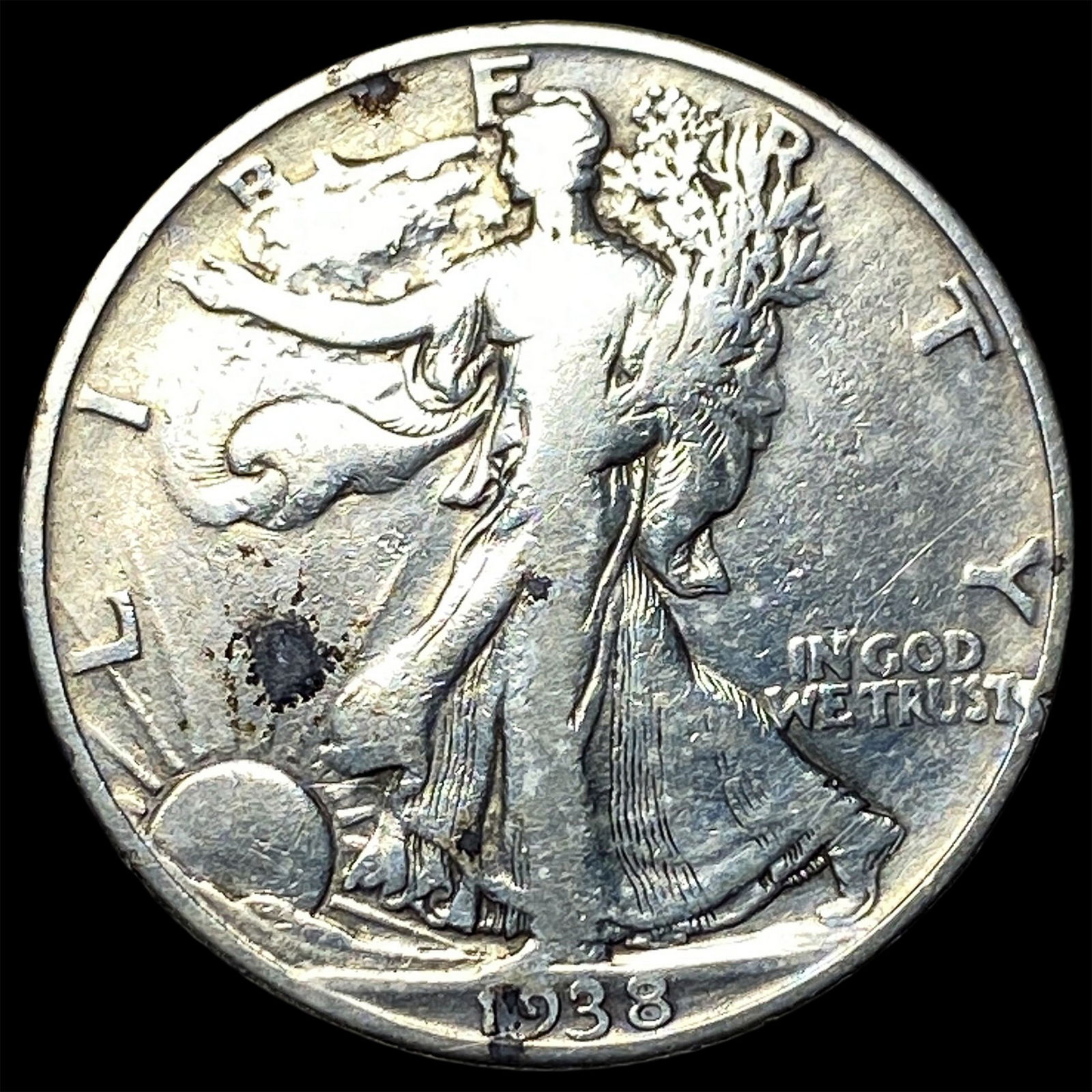 1938-D Silver Walking Liberty Half Dollar LIGHTLY CIRCULATED: 1938-D Silver Walking Liberty Half Dollar LIGHTLY CIRCULATED
