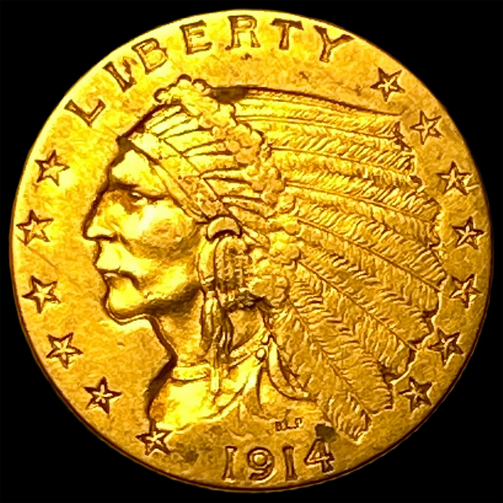 1914 Indian Head $2.5 Gold Quarter Eagle CLOSELY UNCIRCULATED (1 of 2)